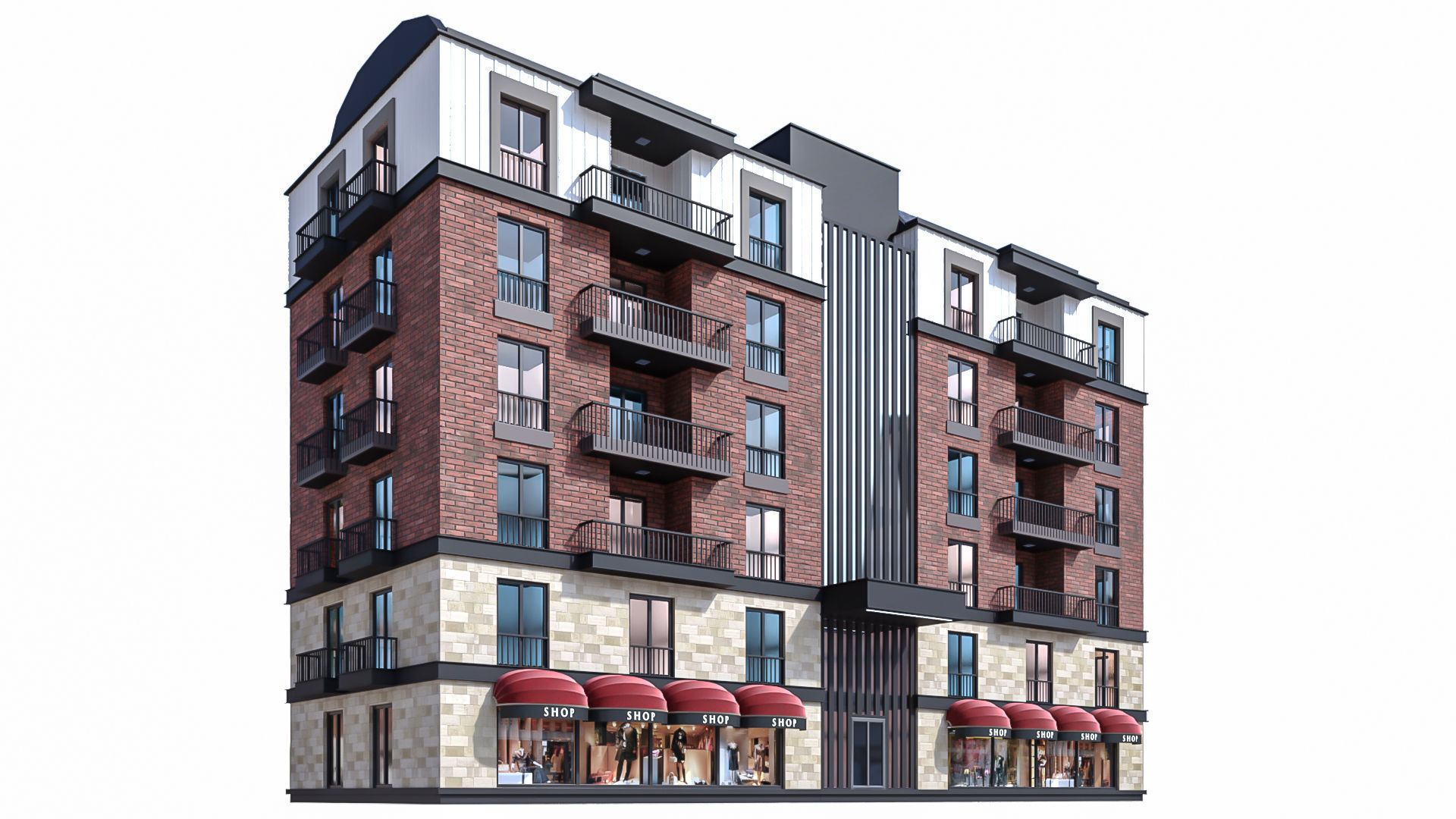 Modern Residential Building 18 3D model_3