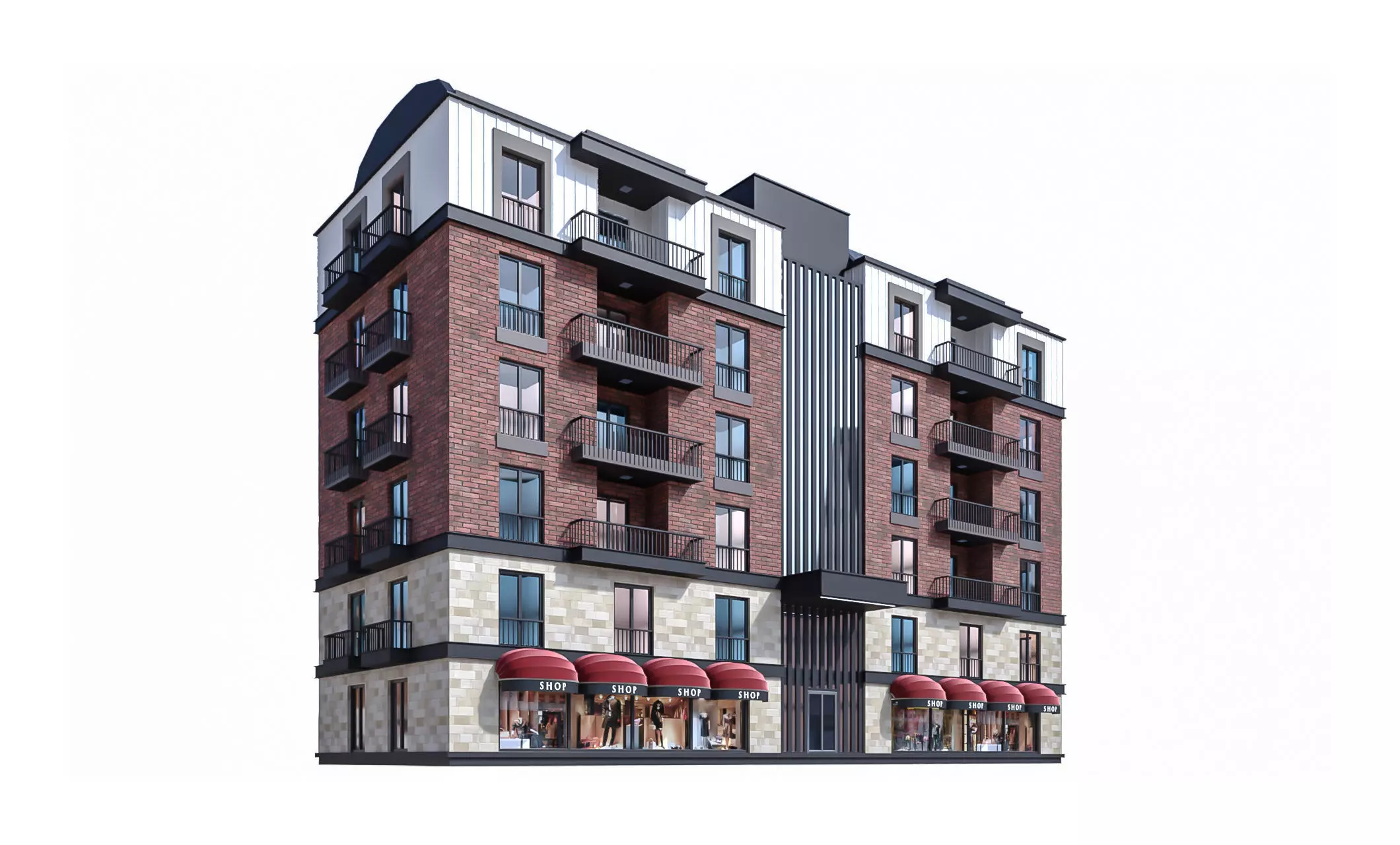 Modern Residential Building 18 3D model_0