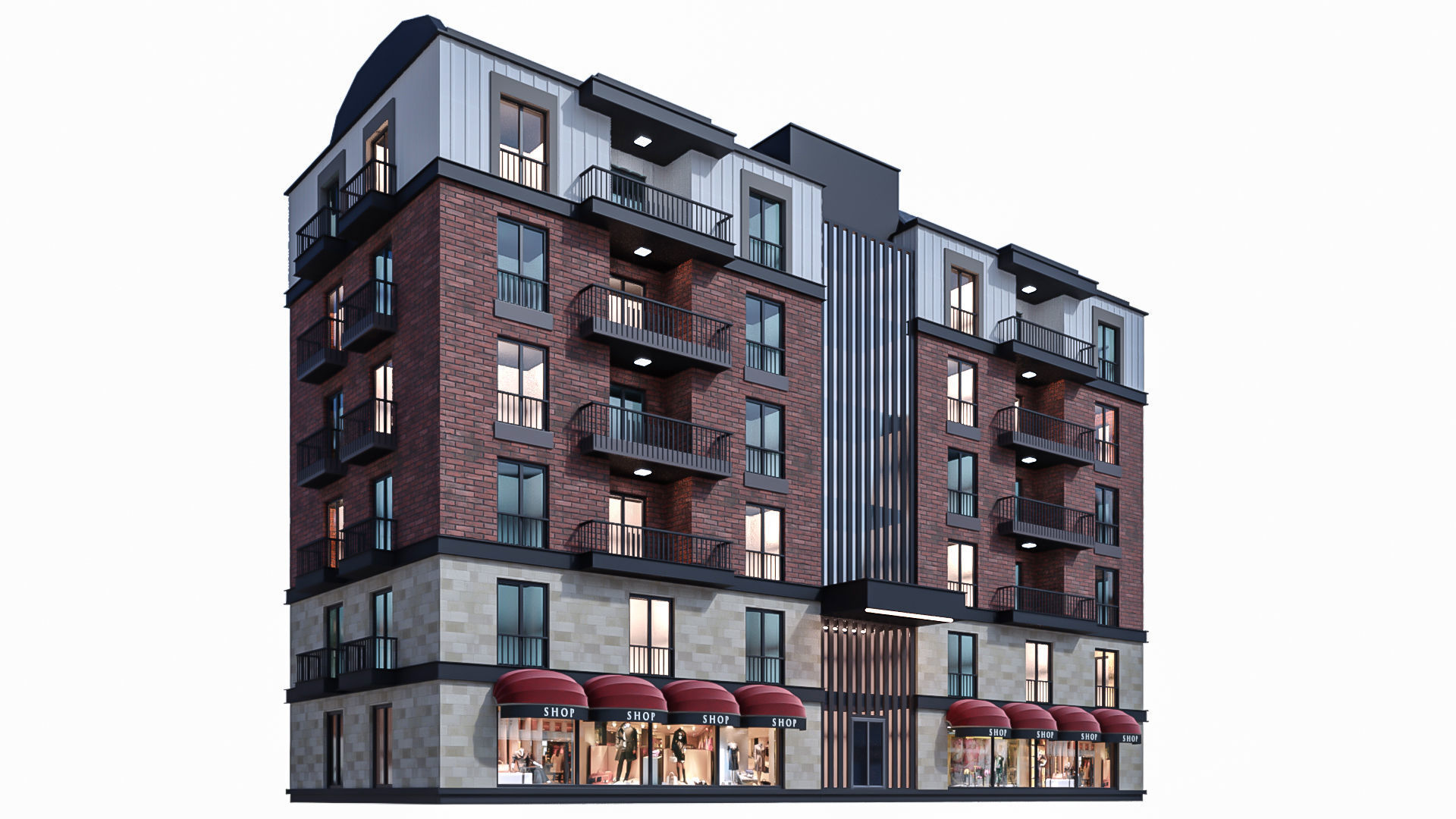 Modern Residential Building 18 3D model_2