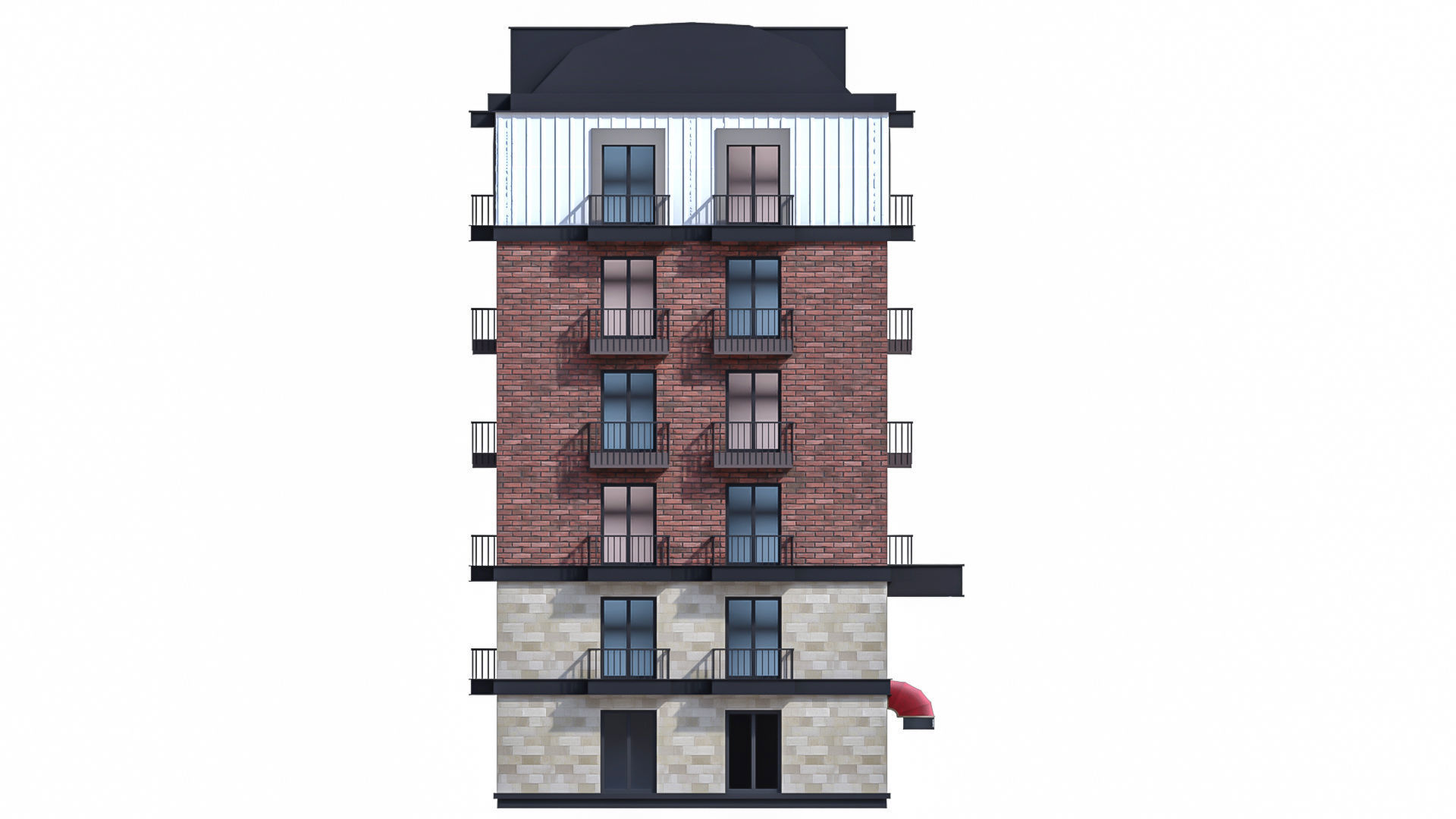 Modern Residential Building 18 3D model_5