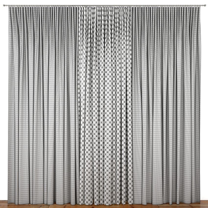 Curtain curtains with curtains 3D model_1