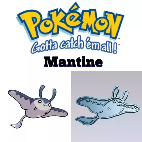 Pokemon Mantine Cookie Cutter Stamp Cake Decorating 3D model