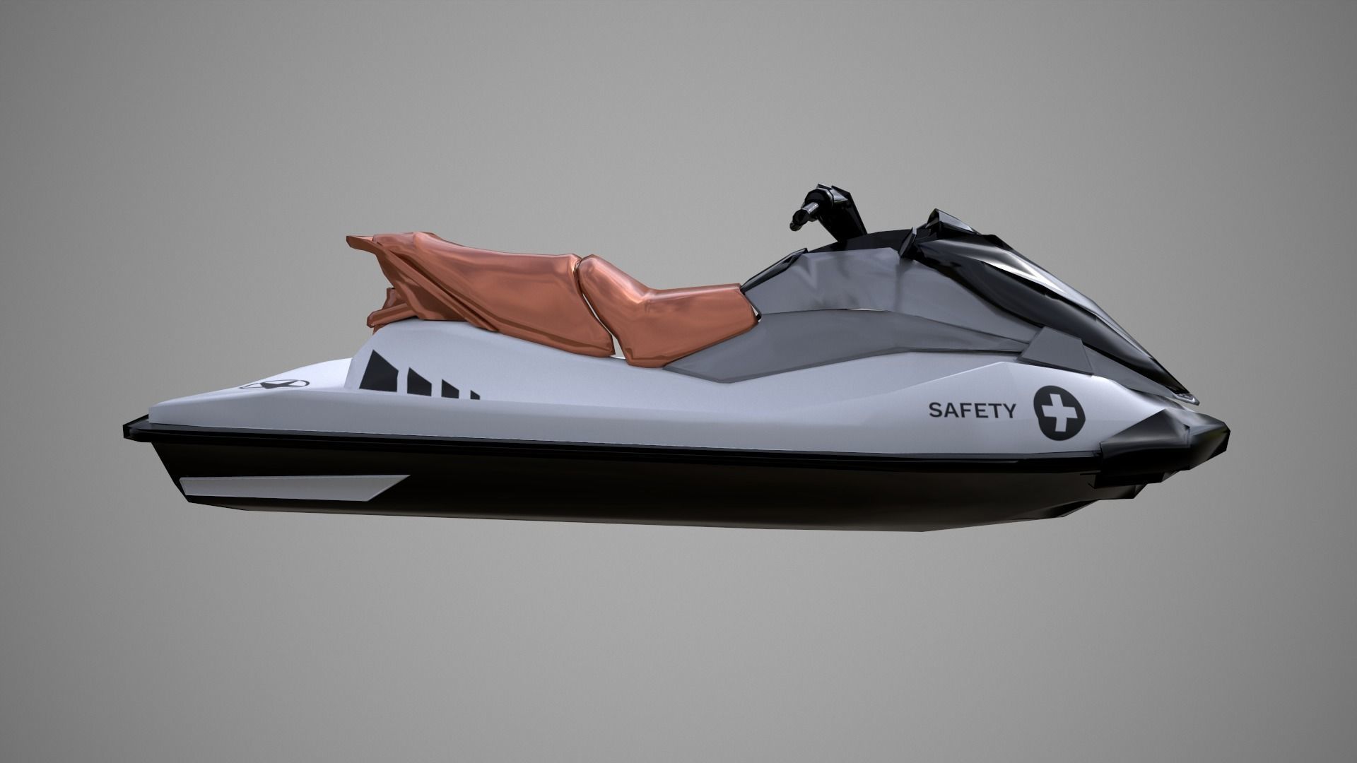 Black Jetski Low-poly 3D model_7