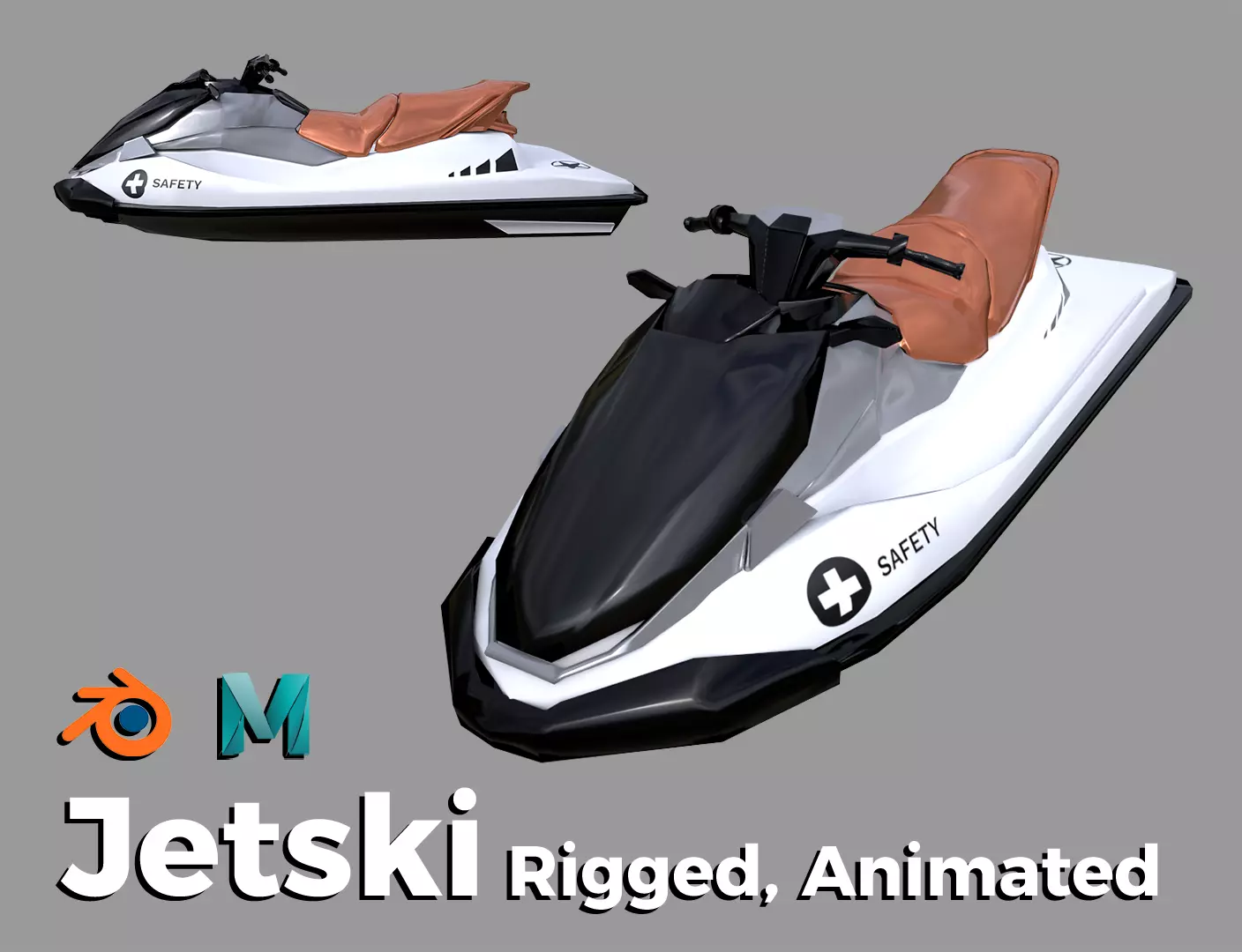 Black Jetski Low-poly 3D model_0