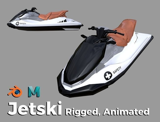 Black Jetski Low-poly 3D model