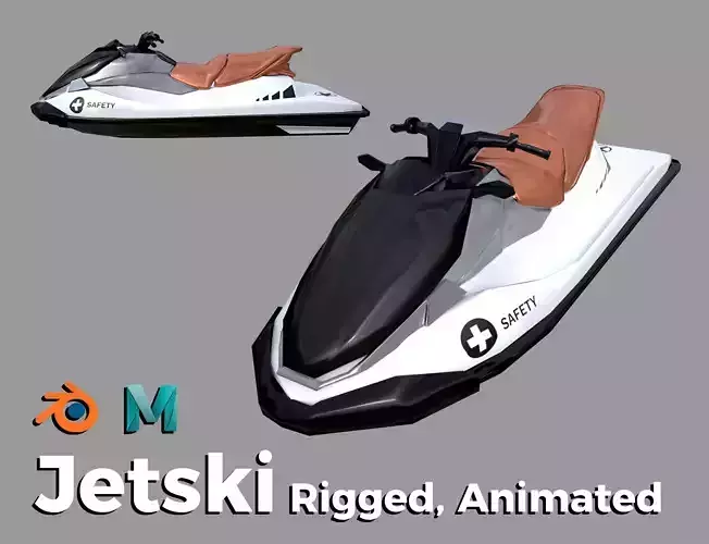 Black Jetski Low-poly 3D model
