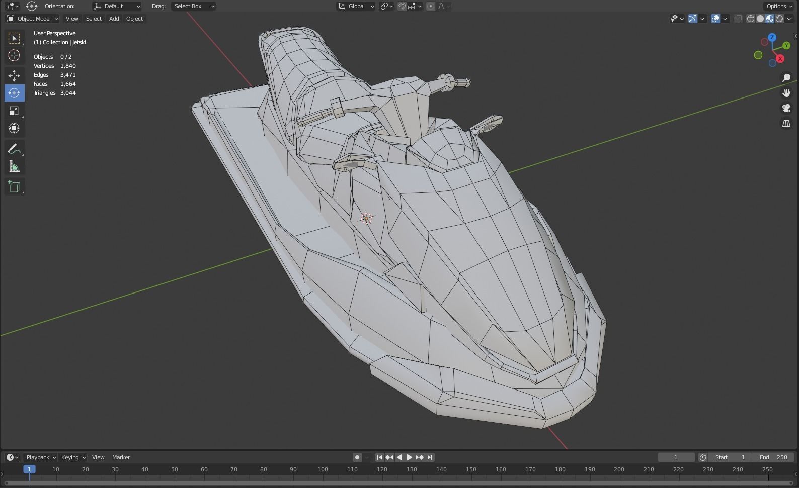 Black Jetski Low-poly 3D model_12
