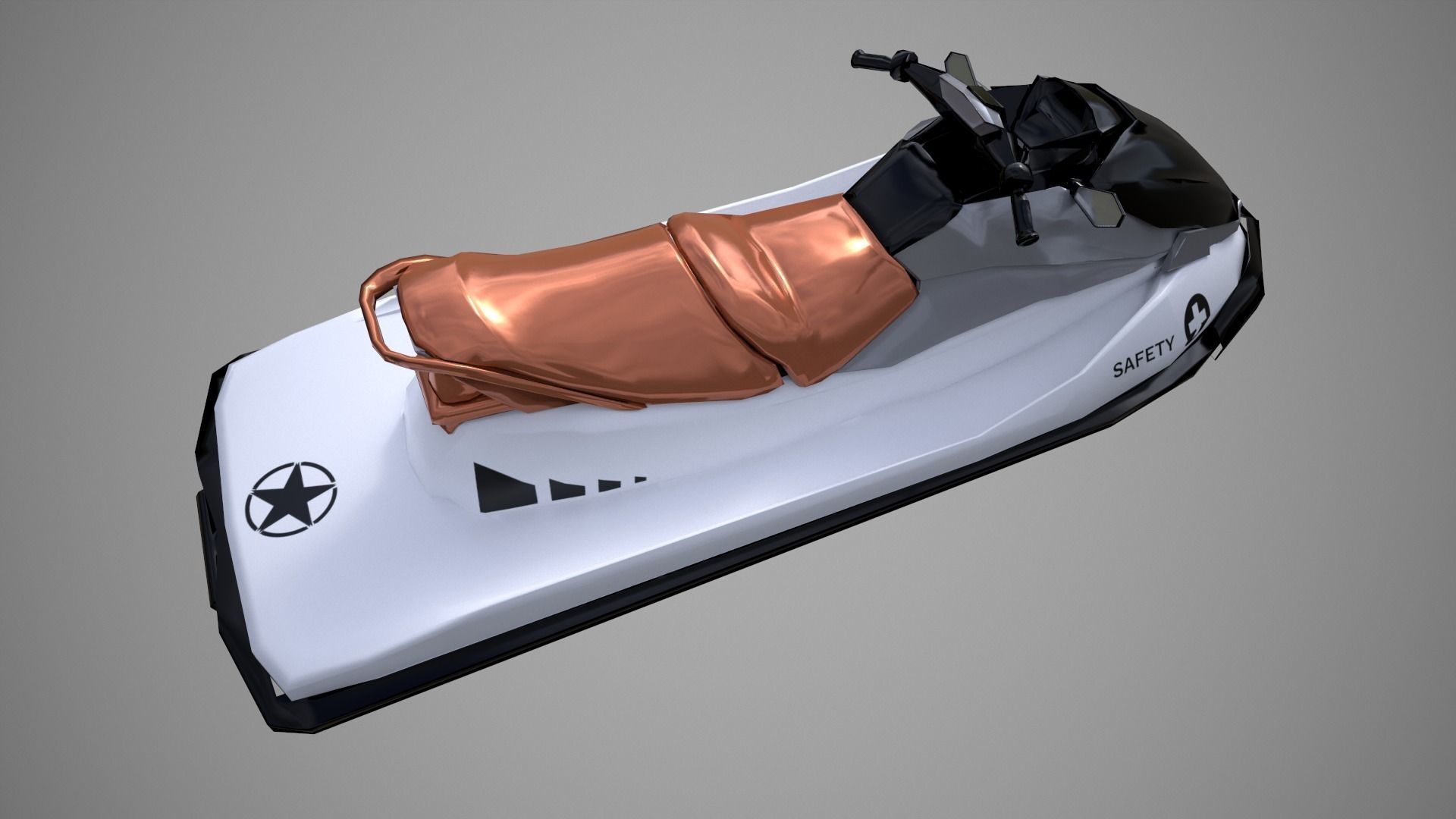 Black Jetski Low-poly 3D model_8