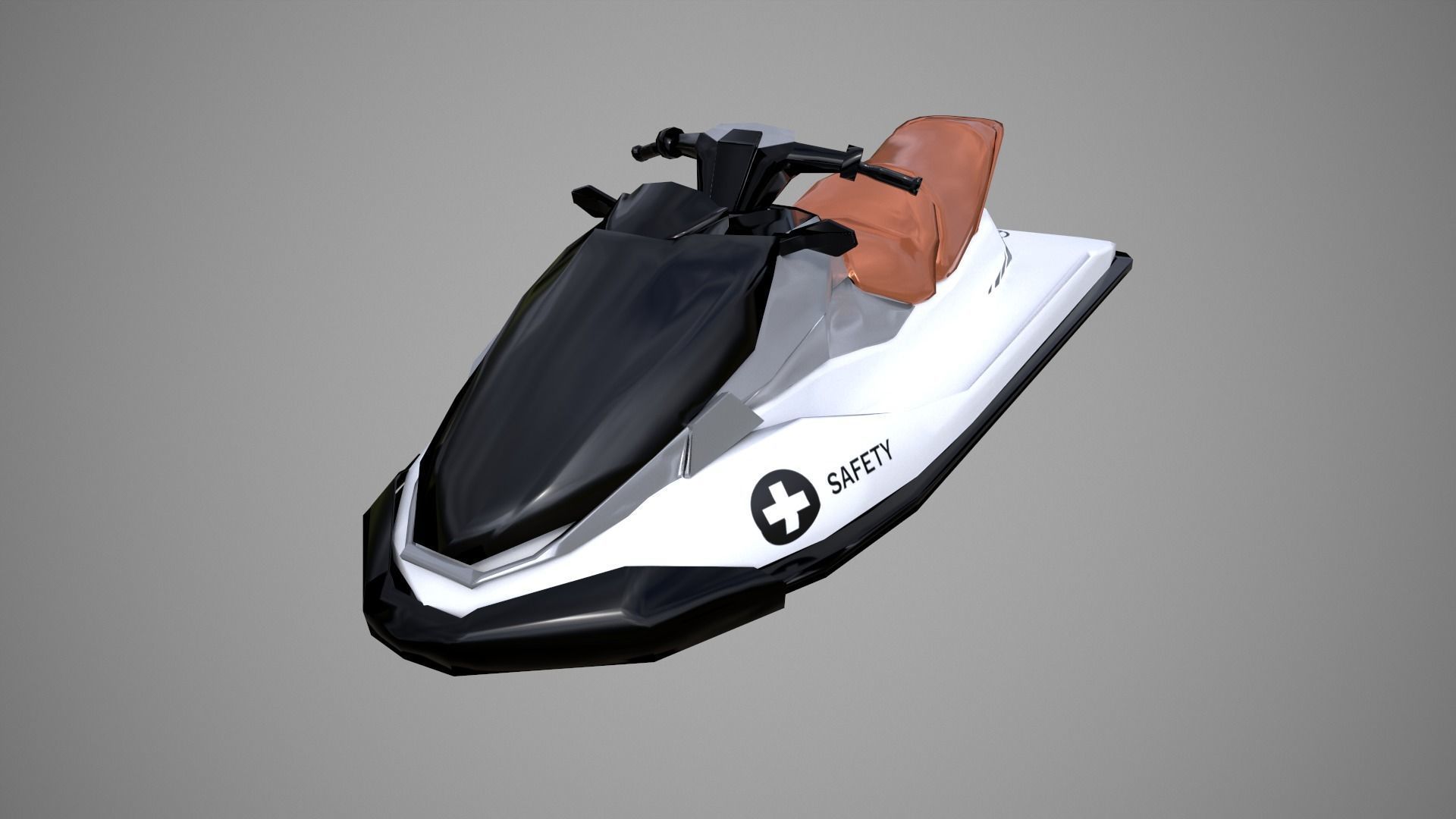 Black Jetski Low-poly 3D model_16