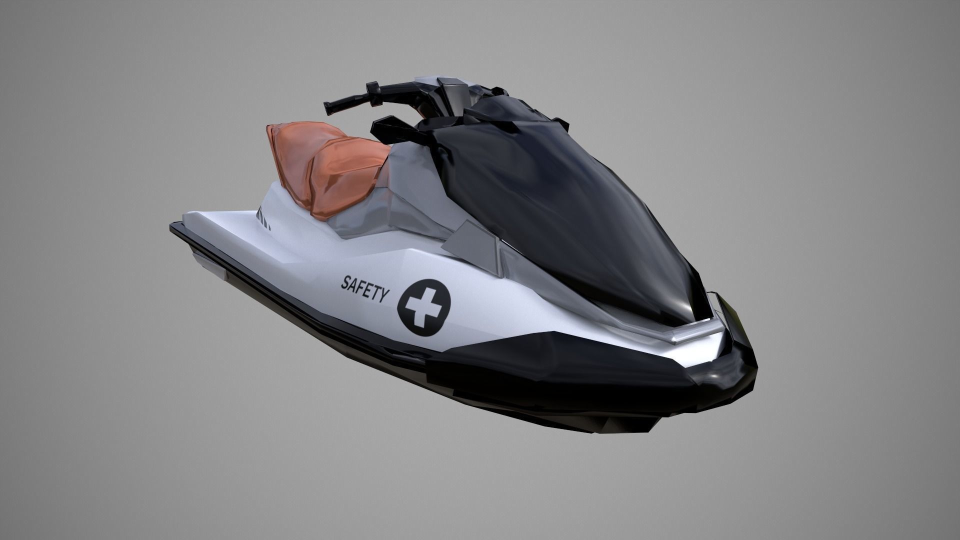 Black Jetski Low-poly 3D model_4
