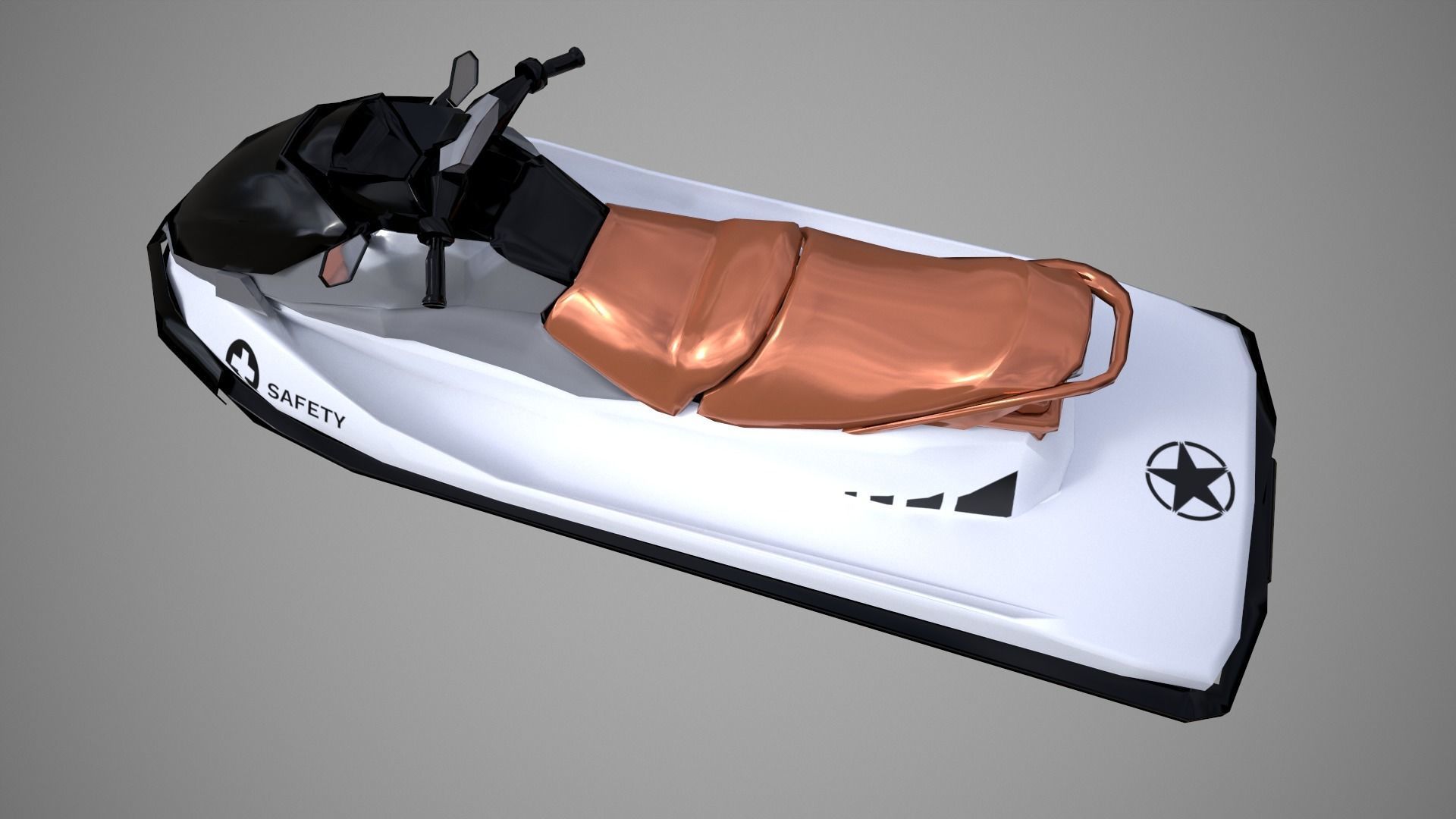 Black Jetski Low-poly 3D model_3