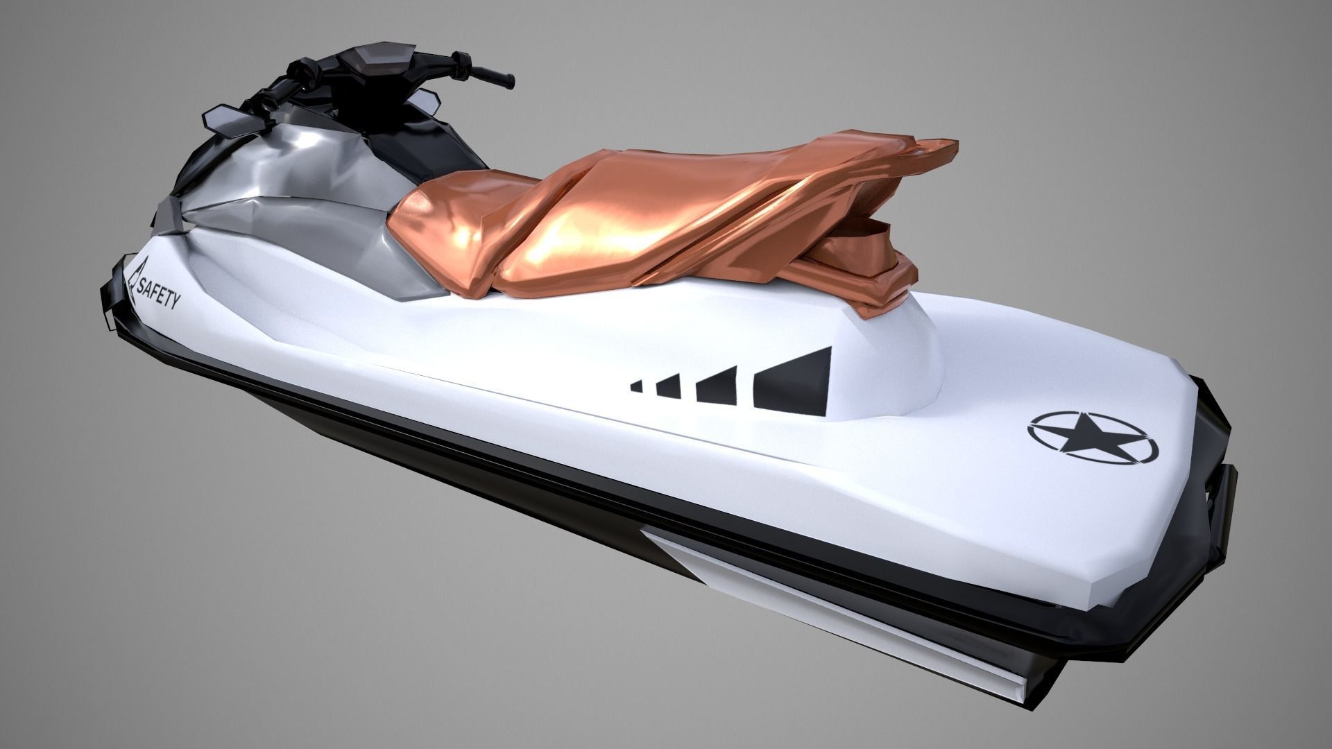 Black Jetski Low-poly 3D model_11