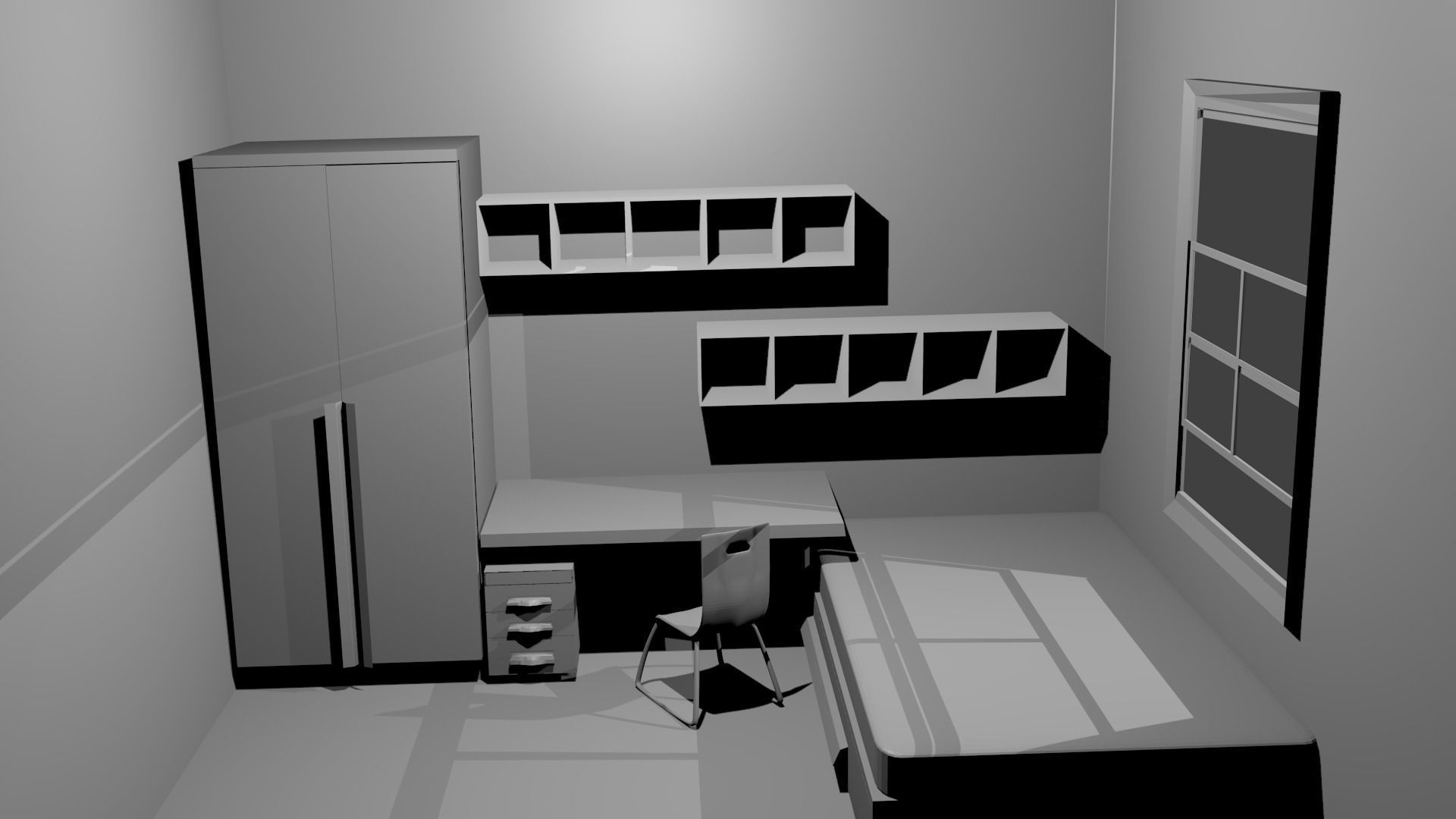 Dorm Room Low-poly 3D model_3