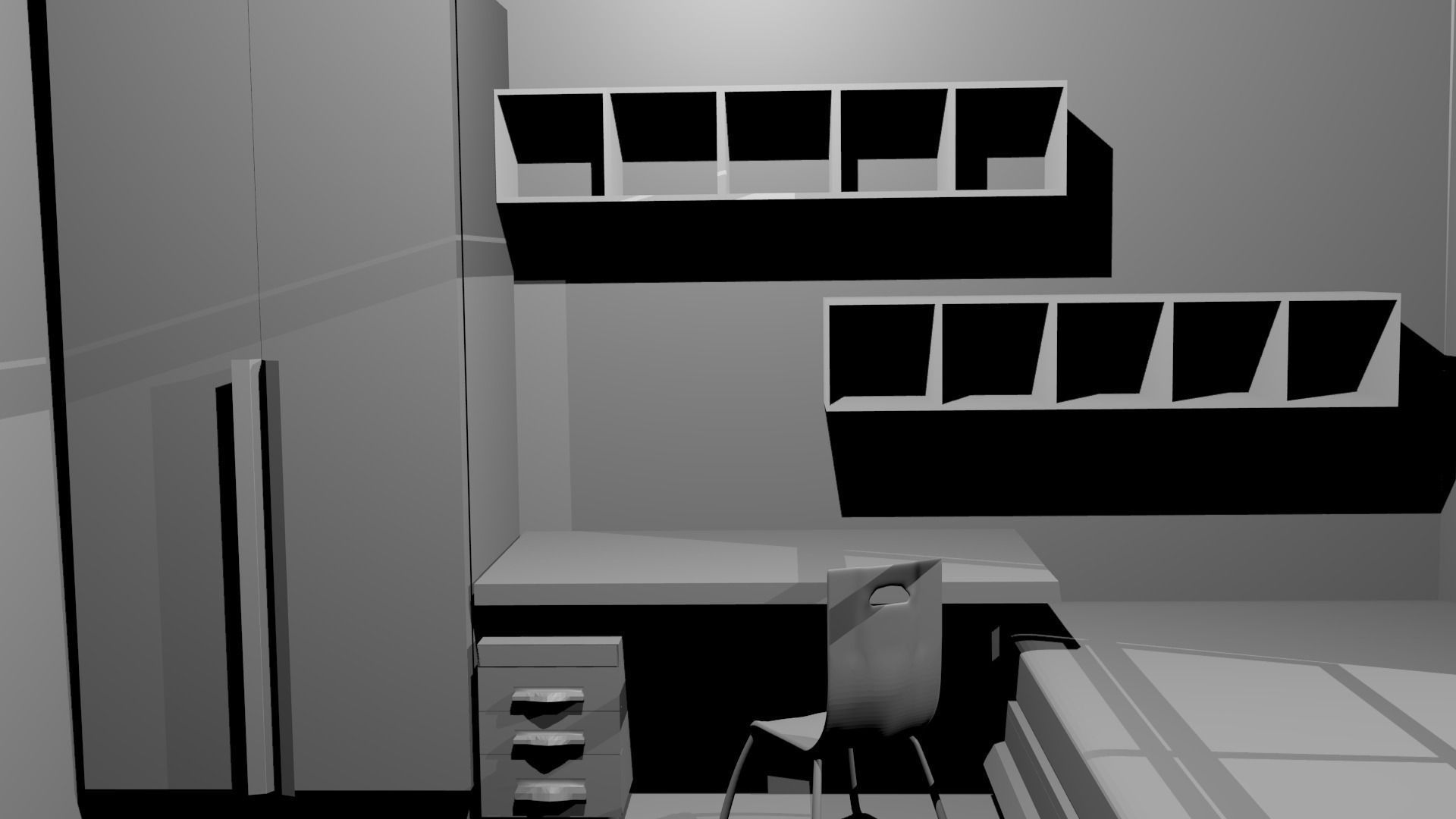 Dorm Room Low-poly 3D model_1