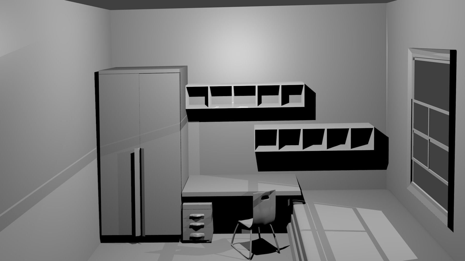 Dorm Room Low-poly 3D model_2