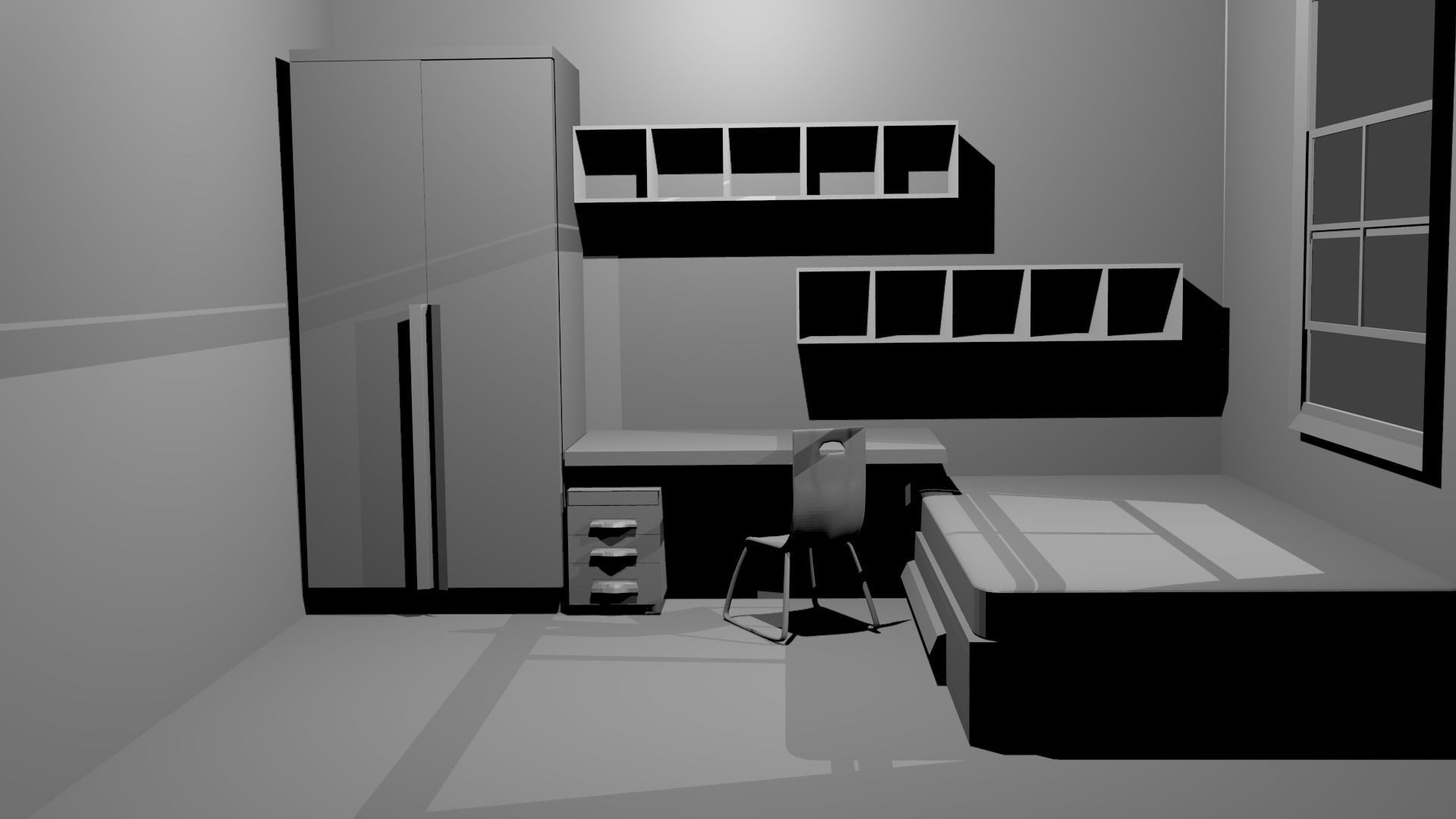 Dorm Room Low-poly 3D model_0