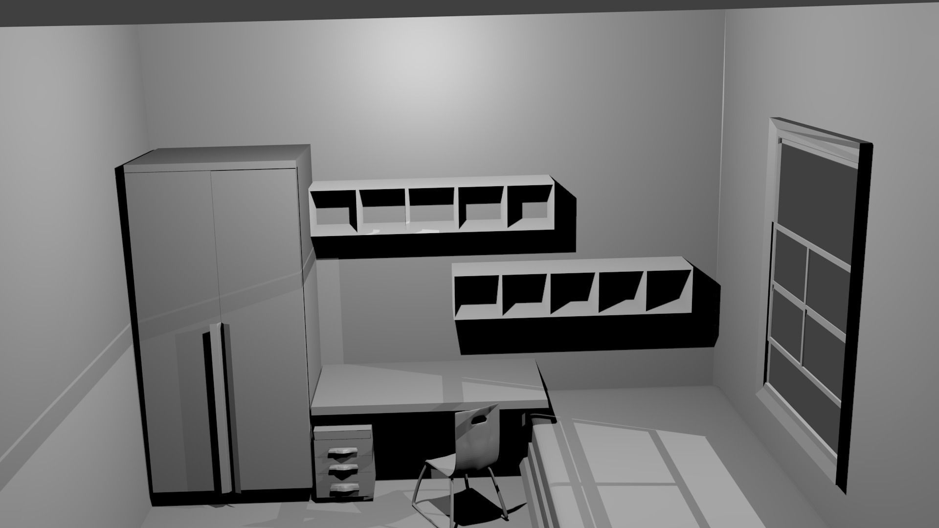 Dorm Room Low-poly 3D model_7