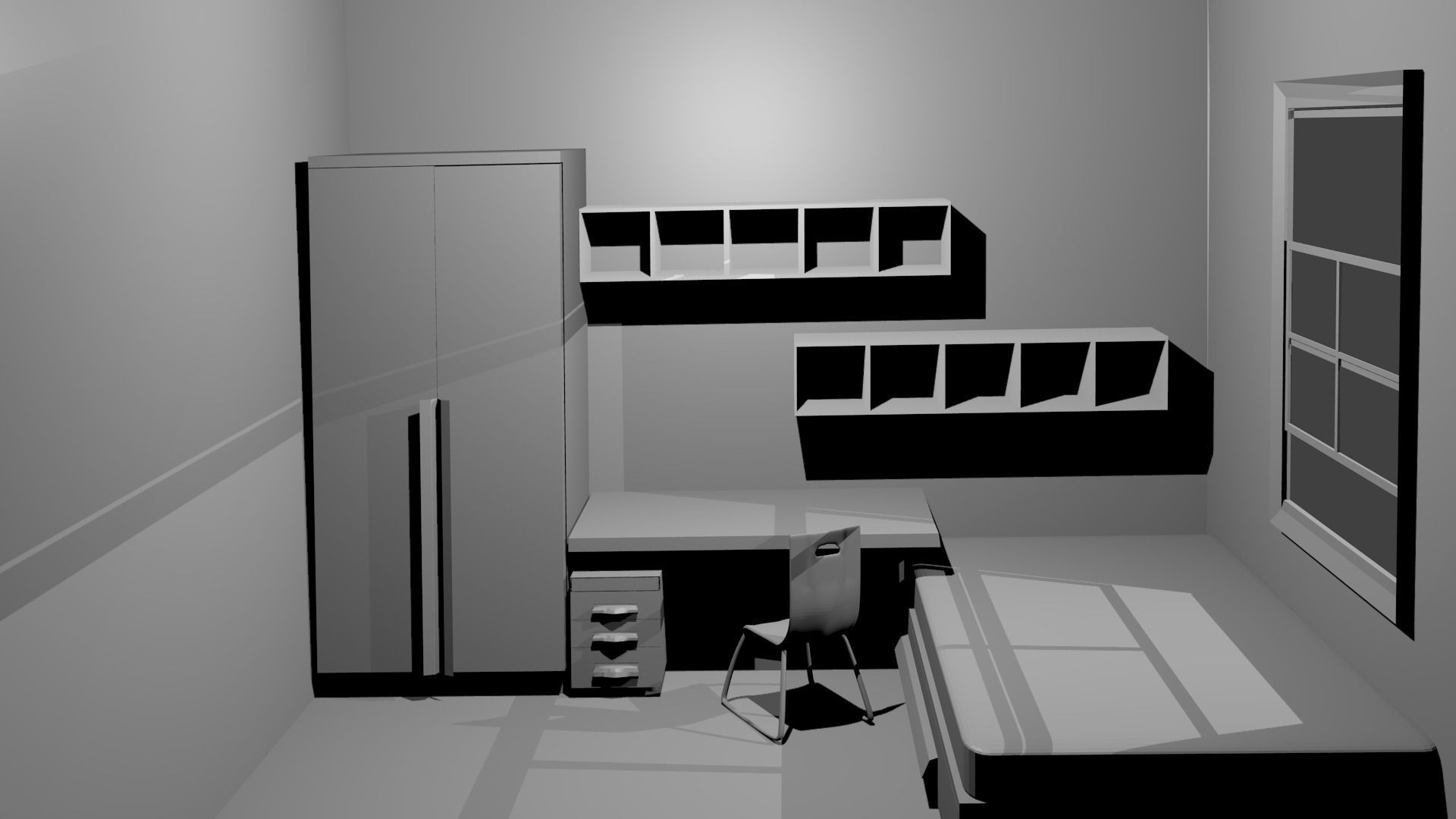 Dorm Room Low-poly 3D model_10