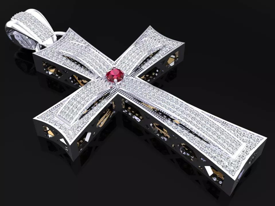 Cross pendant - Crucifix pendant - Diamond pendant - N6163A 3D print model
