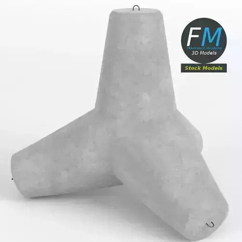 Concrete tetrapod 3D model