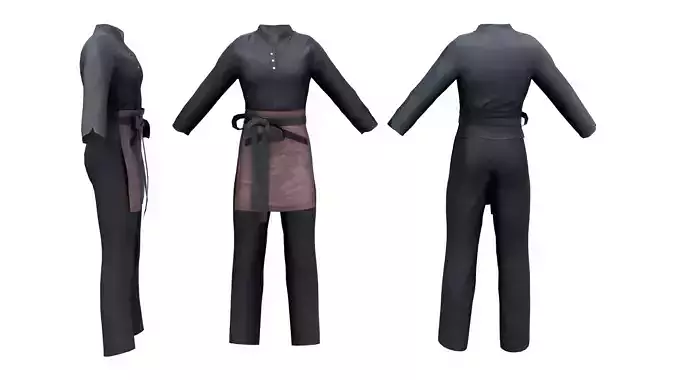 Male Standing Collar Appron Uniform