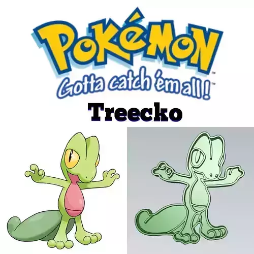 Pokemon Treecko Cookie Cutter Stamp Cake Decorating 3D model