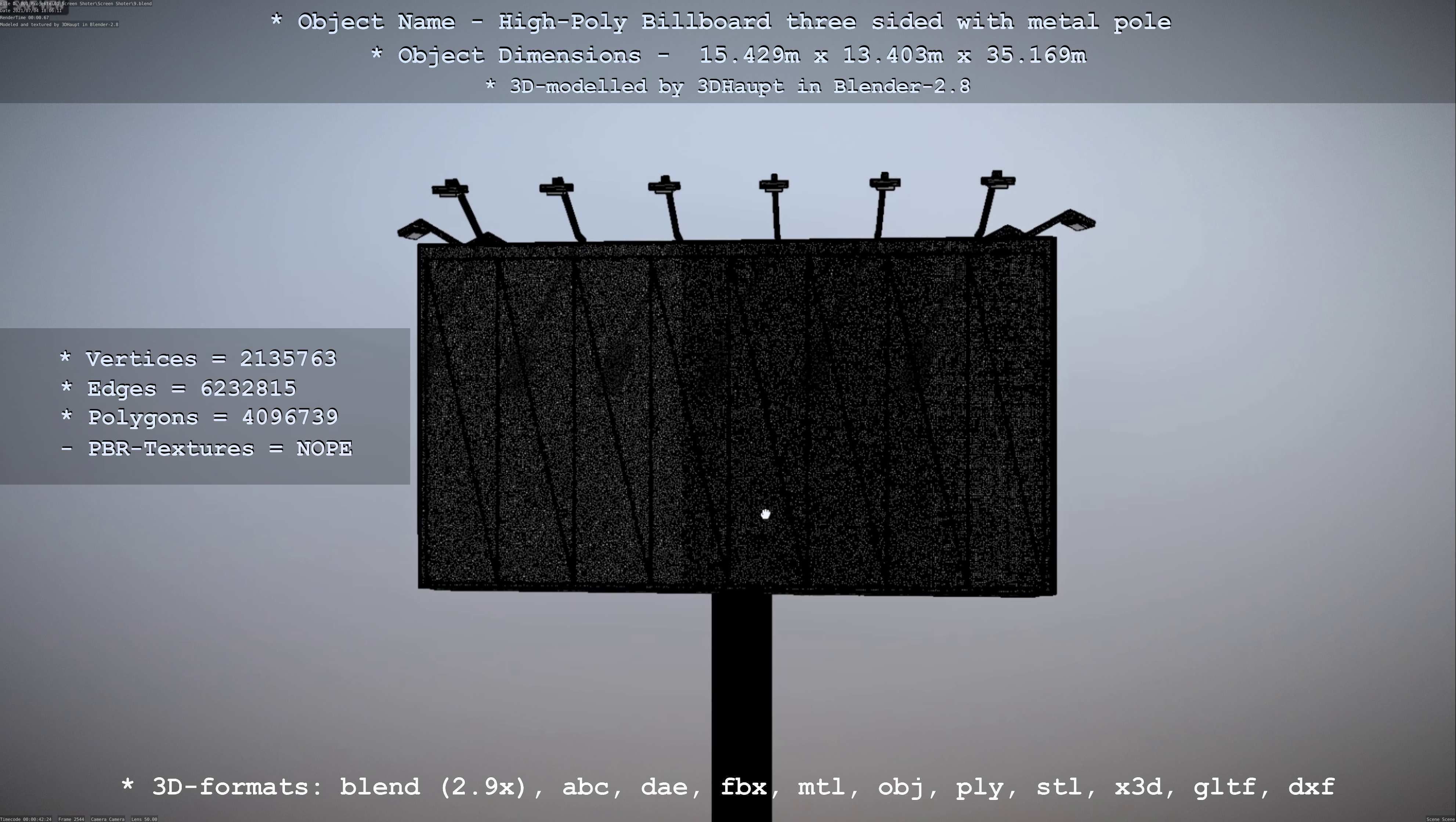 Billboard Three Sided with Metal Pole High-Poly 3D model_111