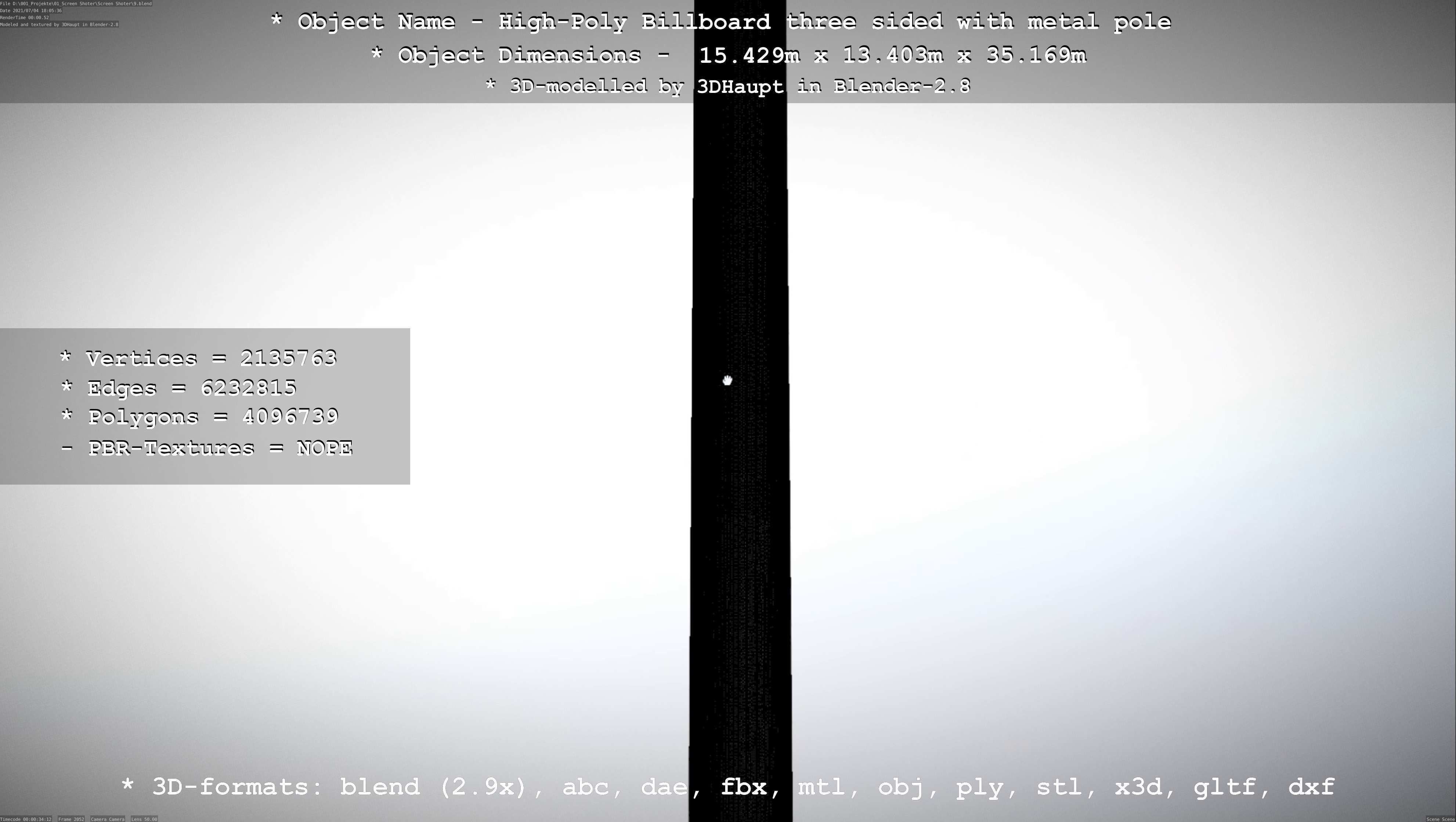 Billboard Three Sided with Metal Pole High-Poly 3D model_95