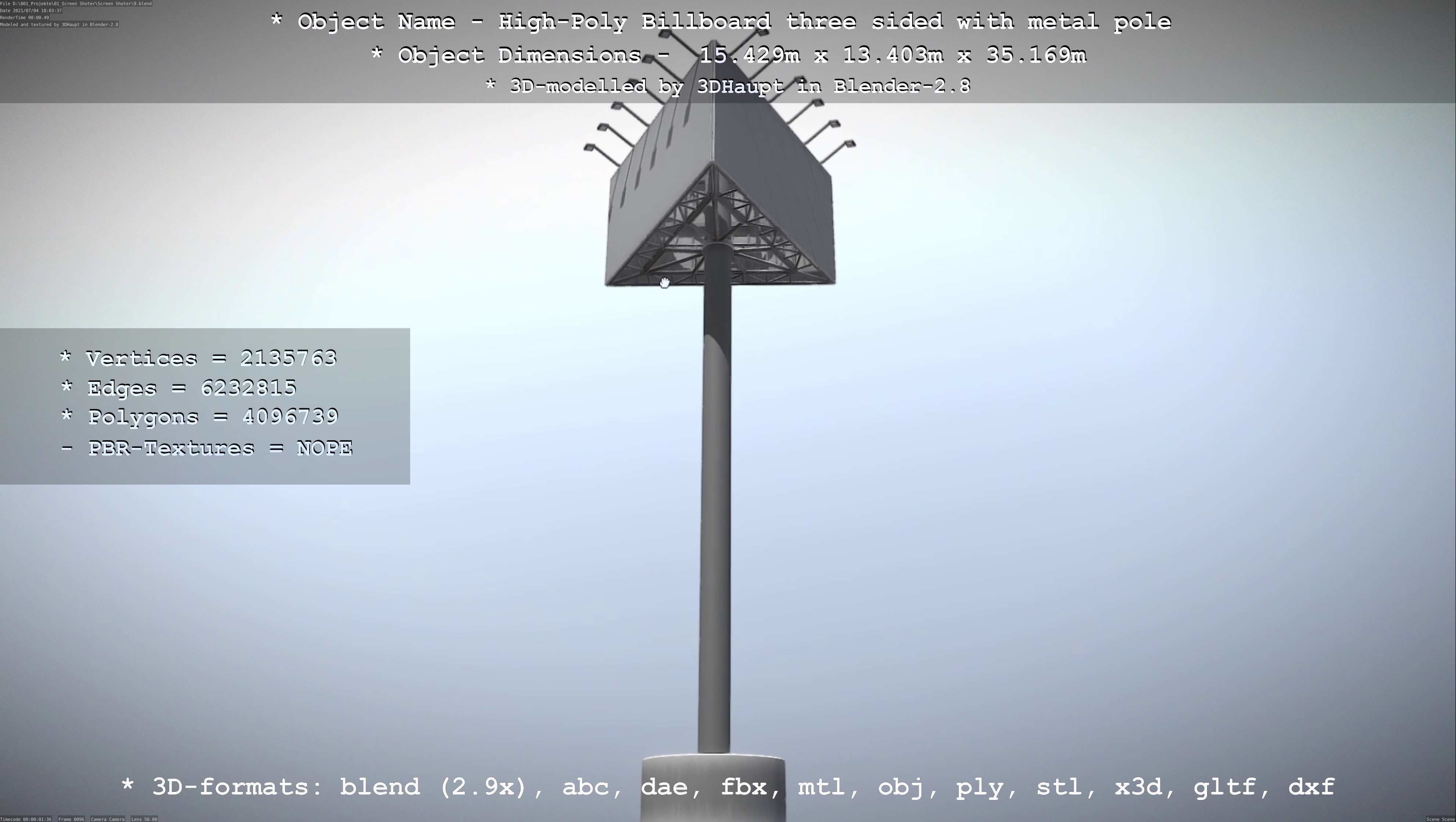 Billboard Three Sided with Metal Pole High-Poly 3D model_87