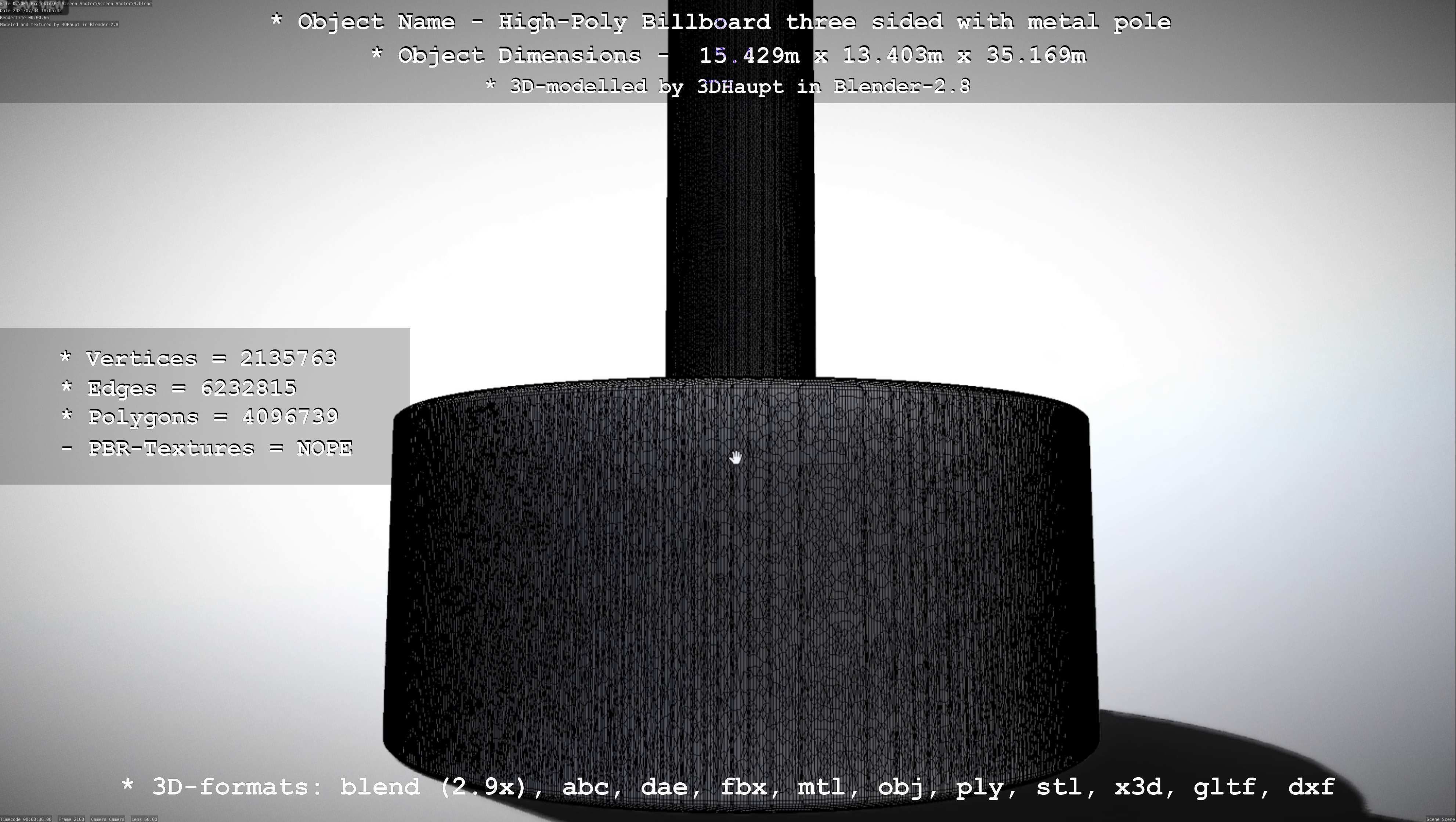 Billboard Three Sided with Metal Pole High-Poly 3D model_101