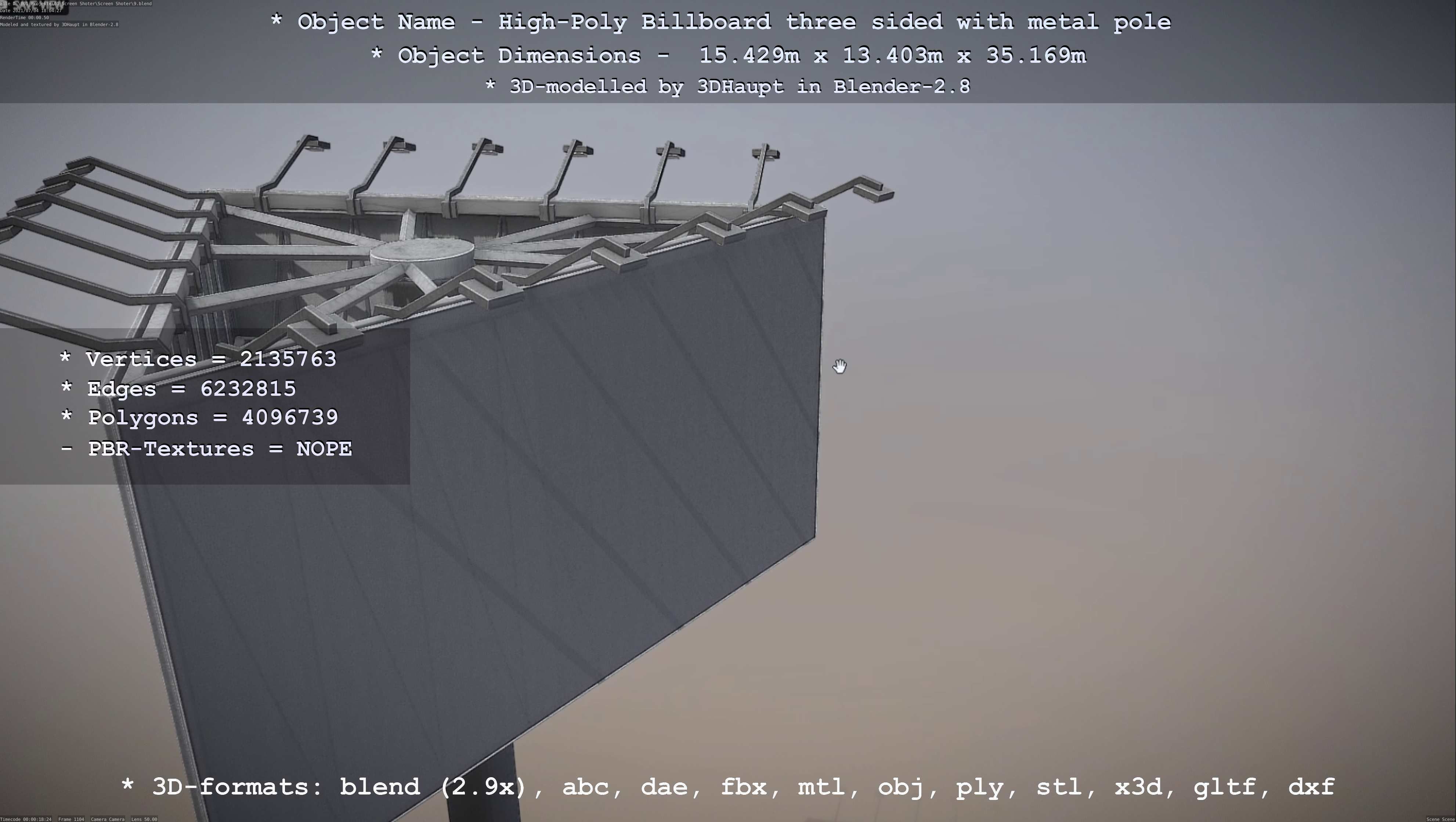 Billboard Three Sided with Metal Pole High-Poly 3D model_71