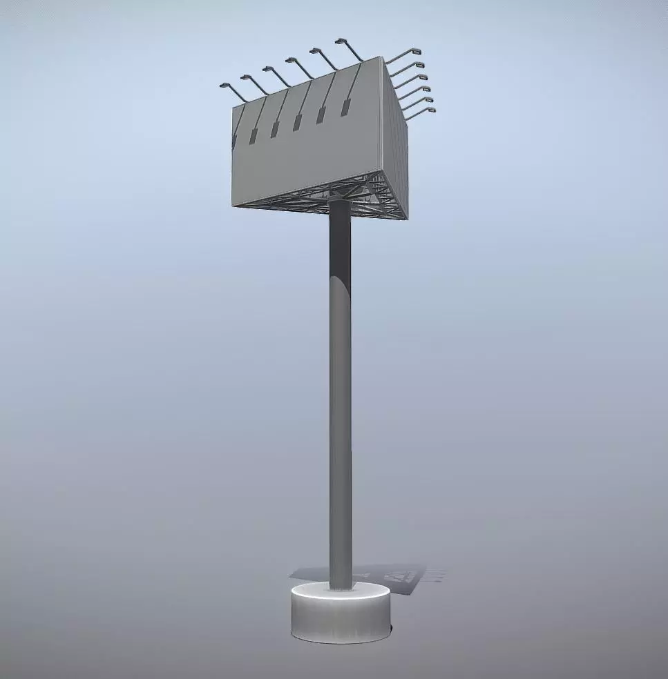 Billboard Three Sided with Metal Pole High-Poly 3D model_0