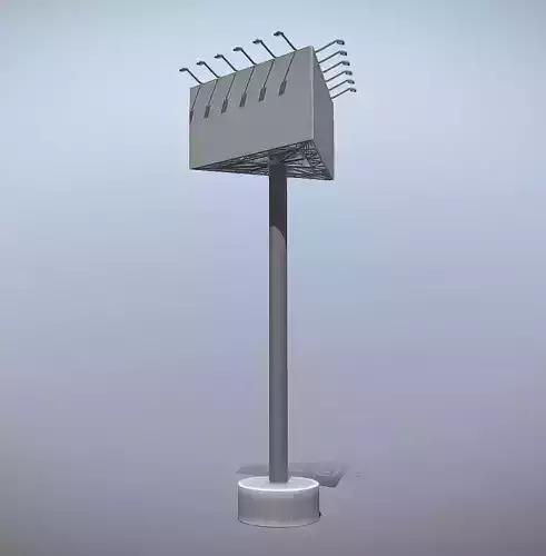 Billboard Three Sided with Metal Pole High-Poly
