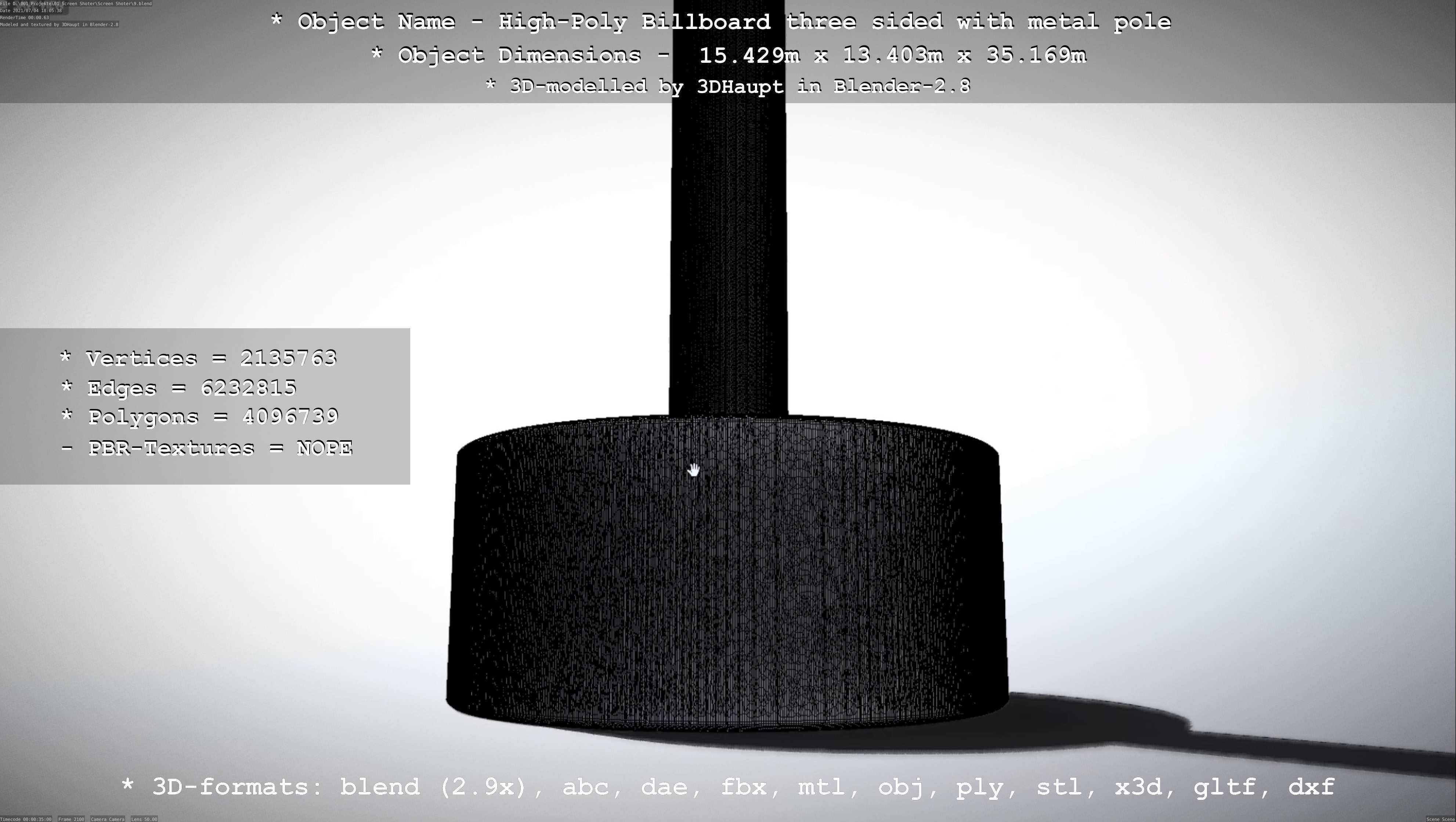 Billboard Three Sided with Metal Pole High-Poly 3D model_97