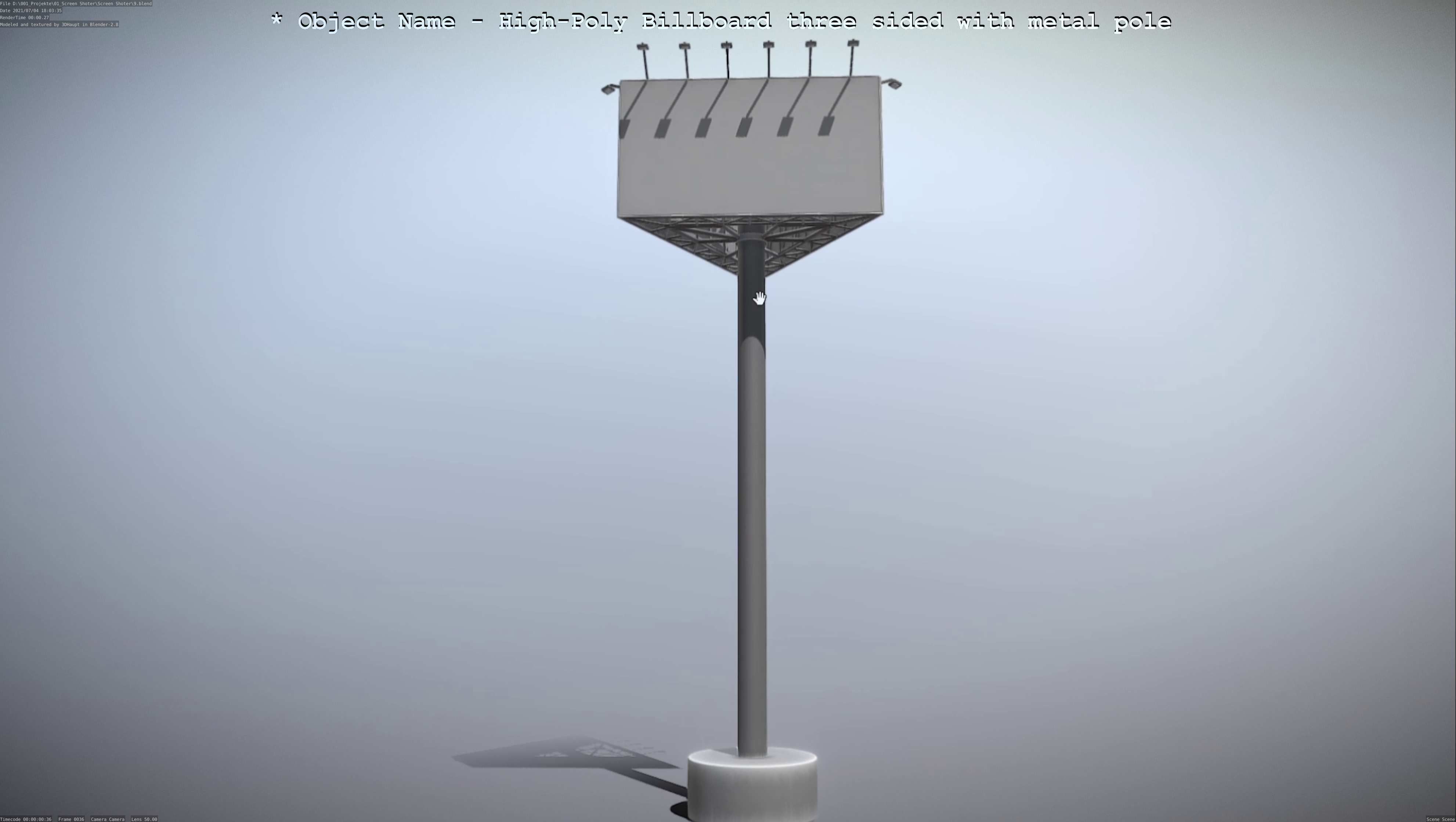 Billboard Three Sided with Metal Pole High-Poly 3D model_18