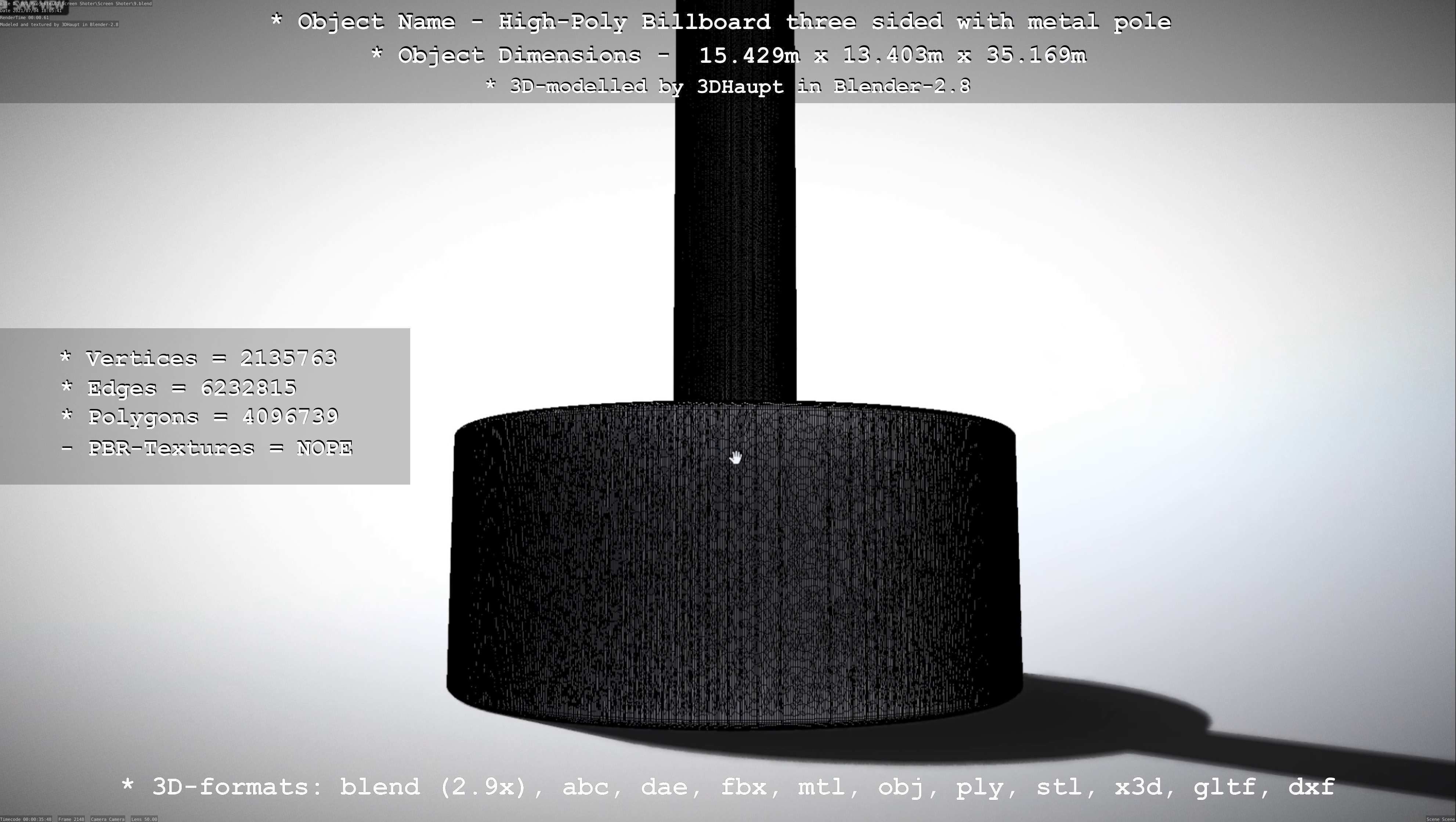 Billboard Three Sided with Metal Pole High-Poly 3D model_100