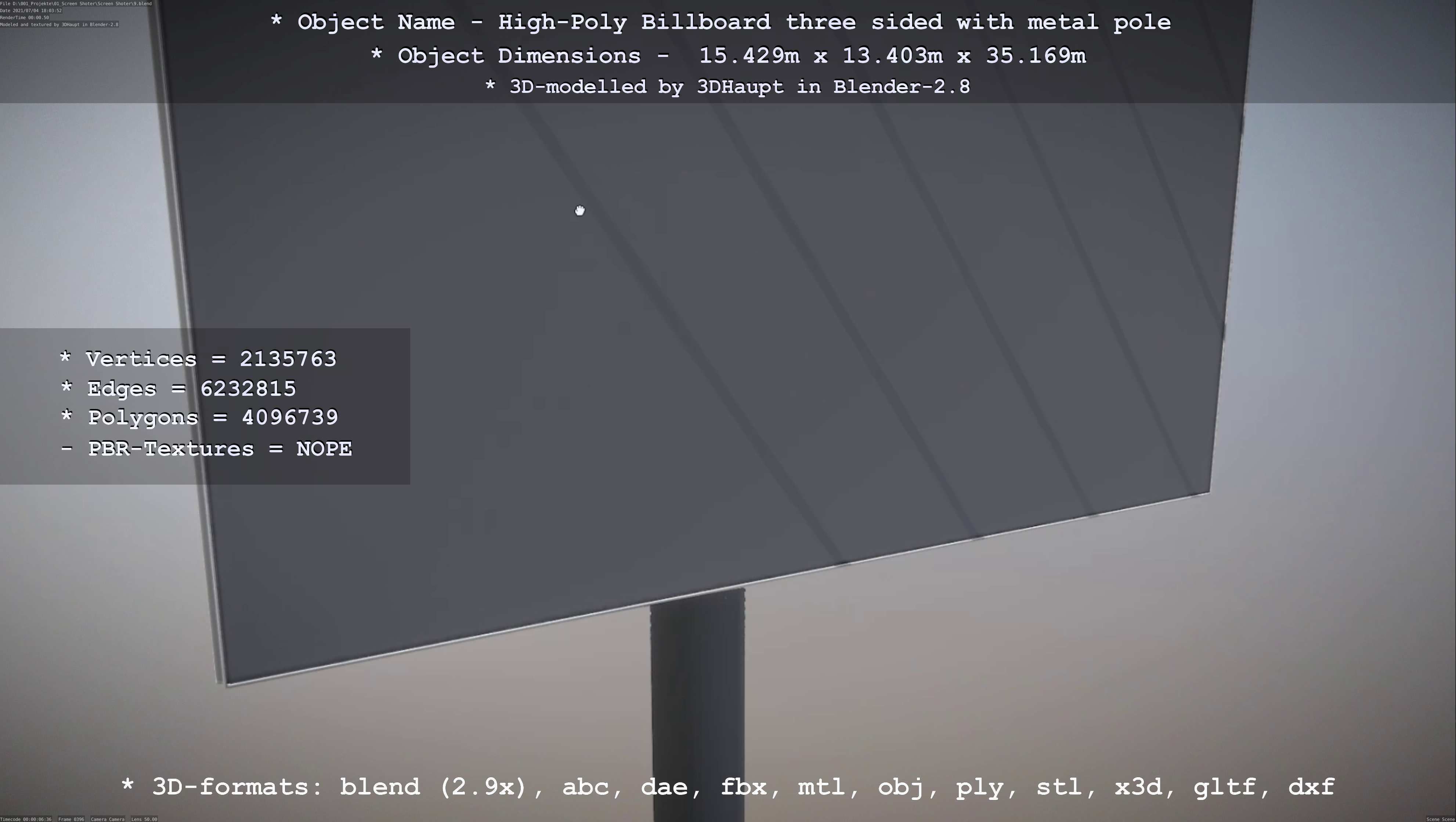 Billboard Three Sided with Metal Pole High-Poly 3D model_55
