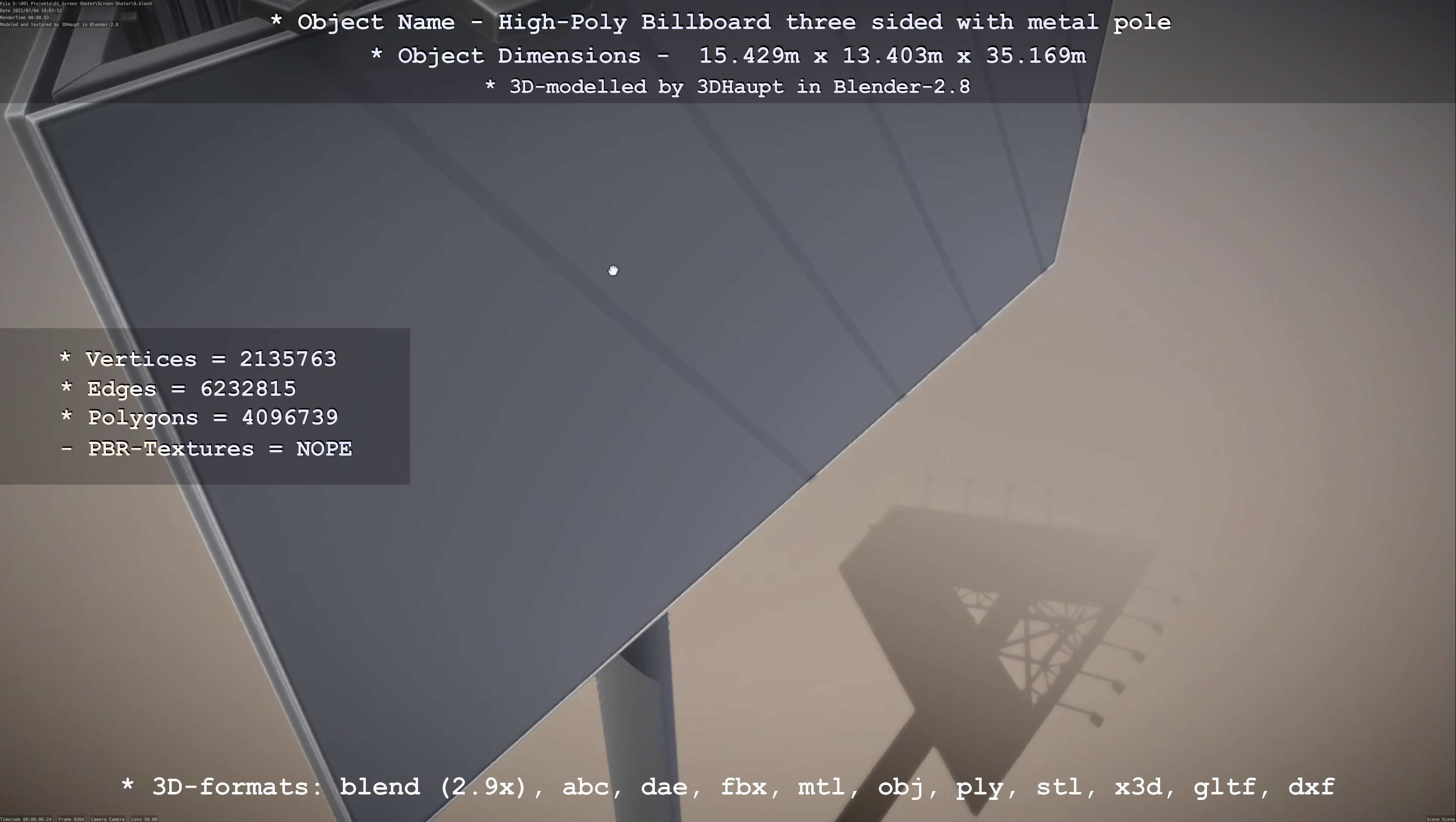 Billboard Three Sided with Metal Pole High-Poly 3D model_141