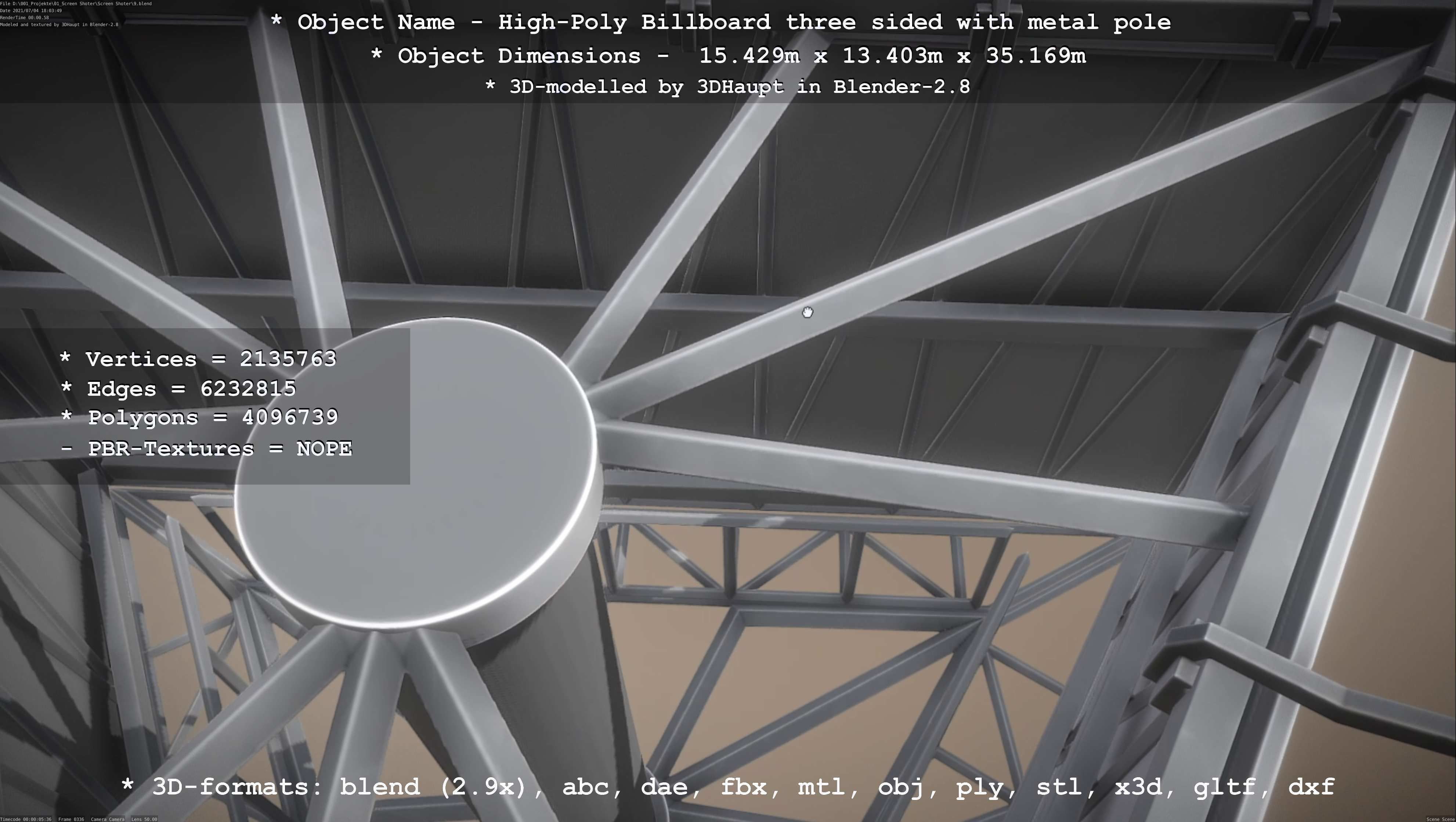 Billboard Three Sided with Metal Pole High-Poly 3D model_109