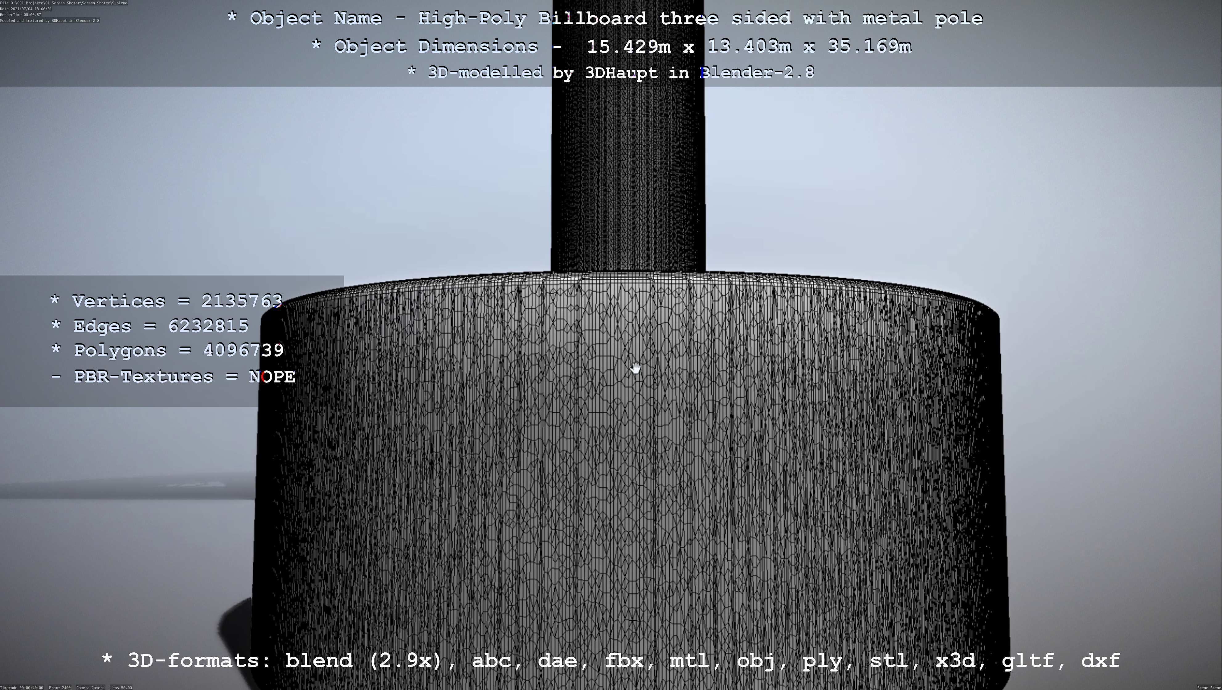 Billboard Three Sided with Metal Pole High-Poly 3D model_104