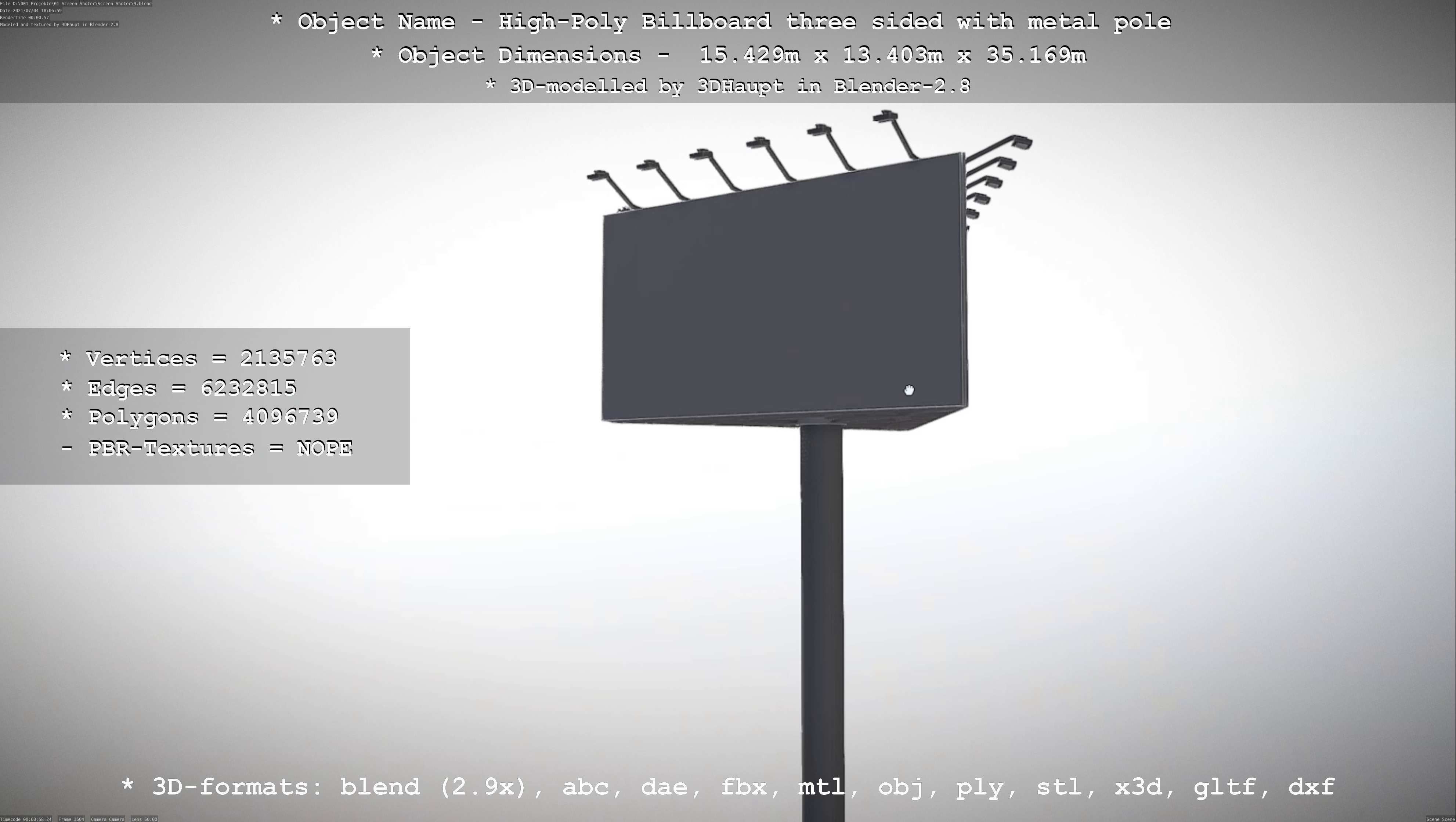 Billboard Three Sided with Metal Pole High-Poly 3D model_138