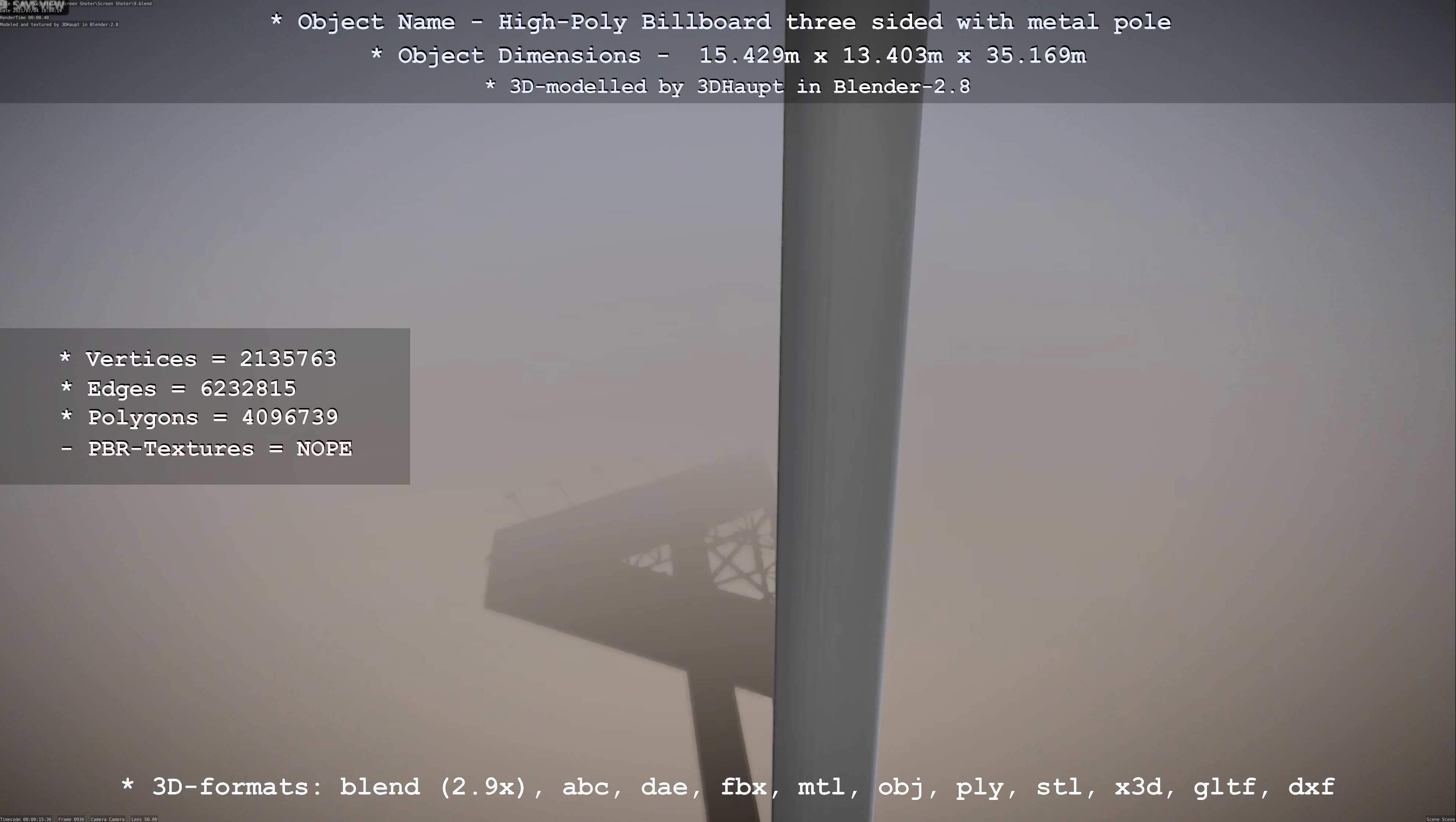 Billboard Three Sided with Metal Pole High-Poly 3D model_68