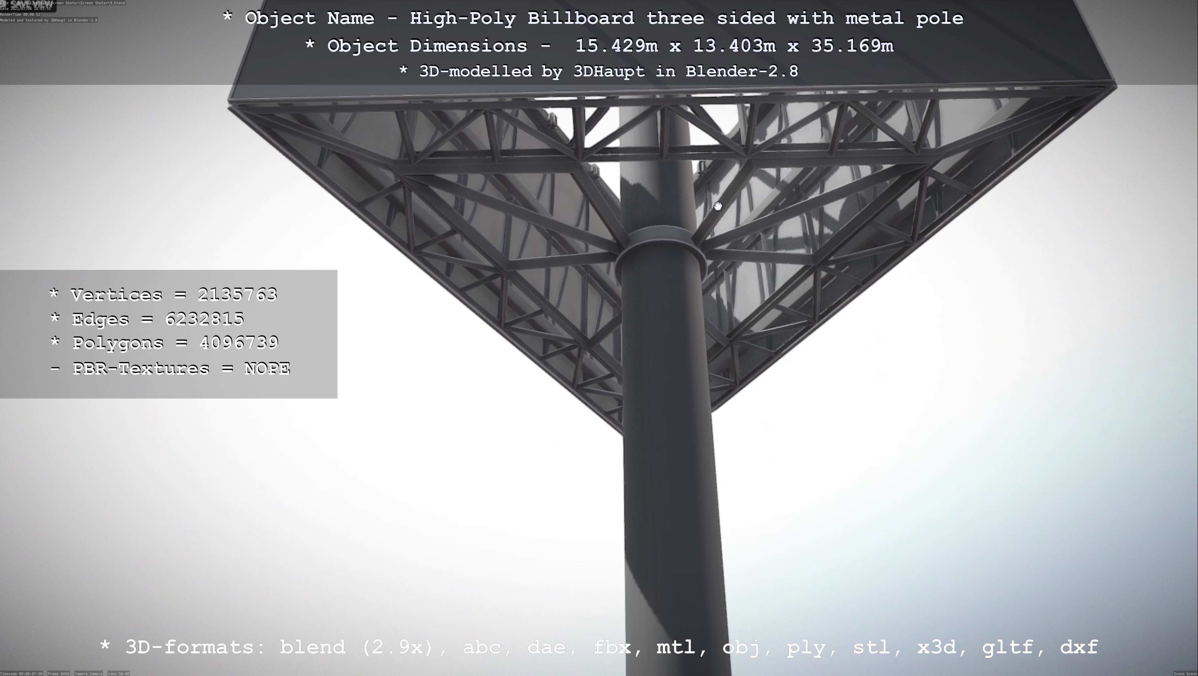 Billboard Three Sided with Metal Pole High-Poly 3D model_57