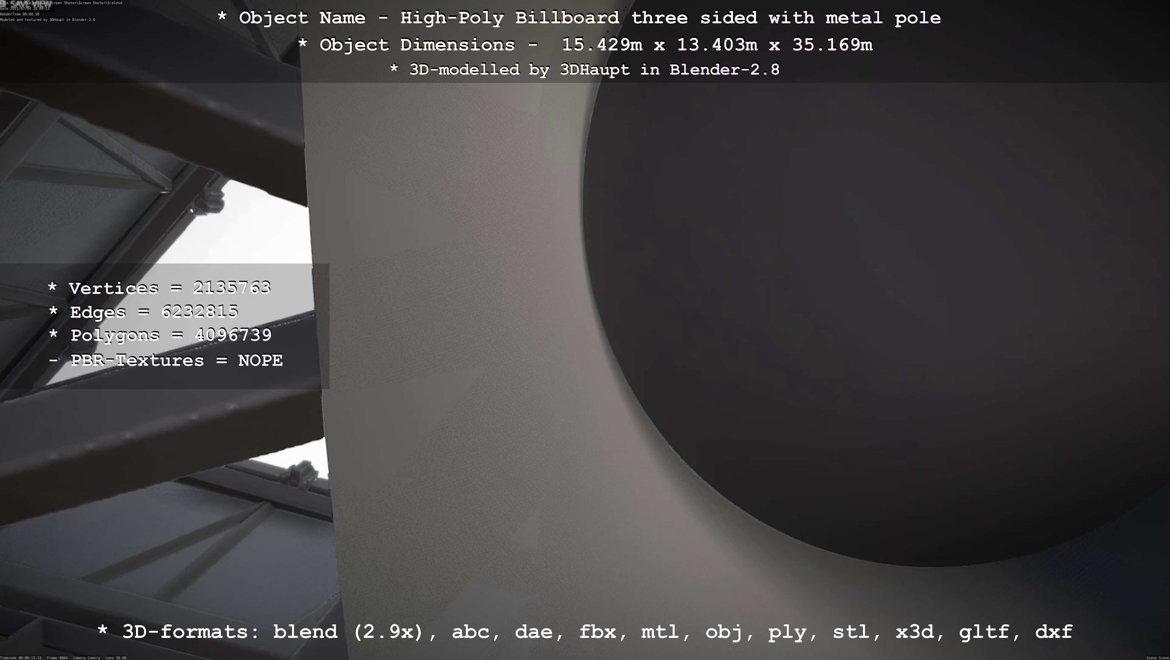 Billboard Three Sided with Metal Pole High-Poly 3D model_64