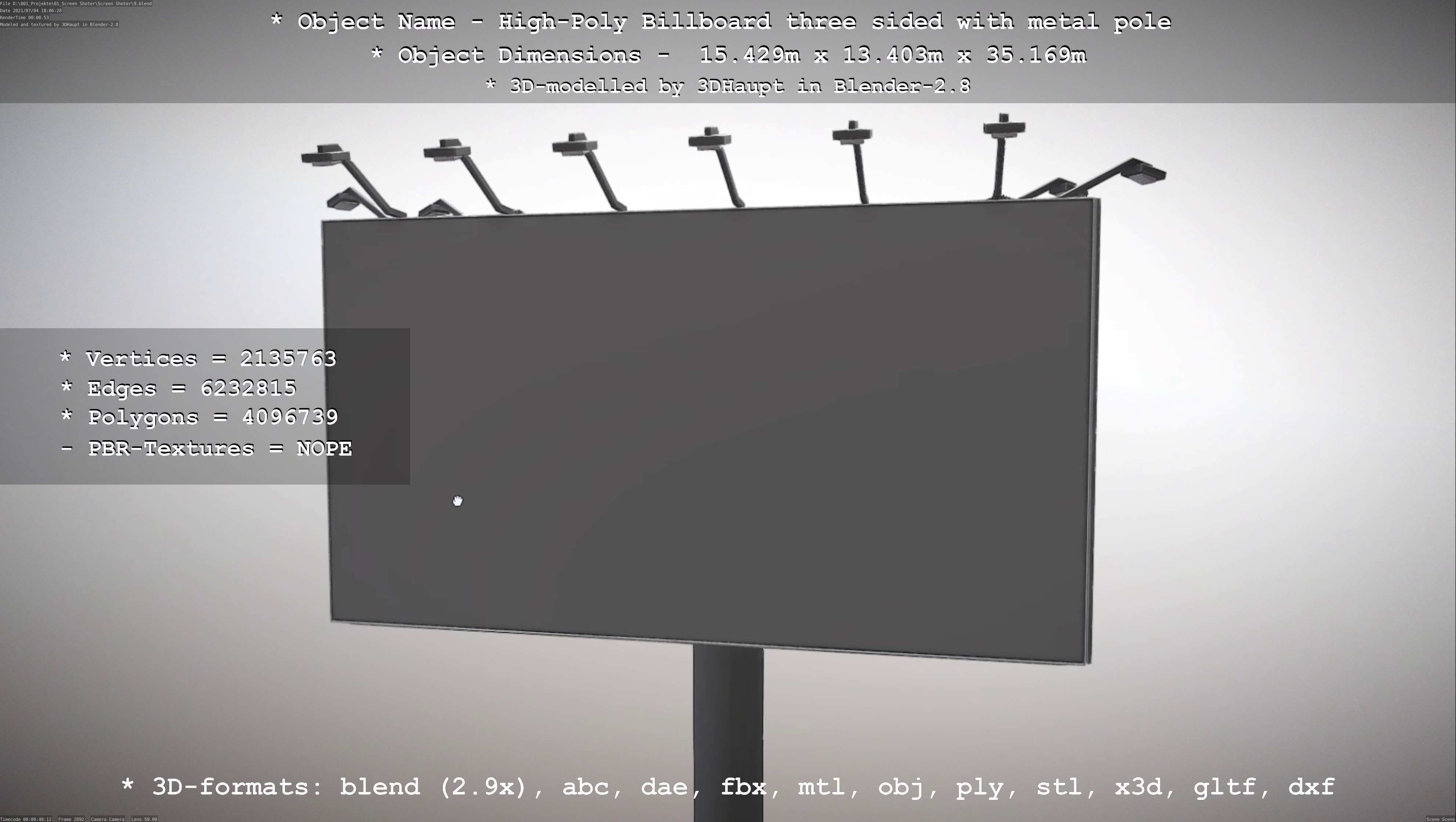 Billboard Three Sided with Metal Pole High-Poly 3D model_119