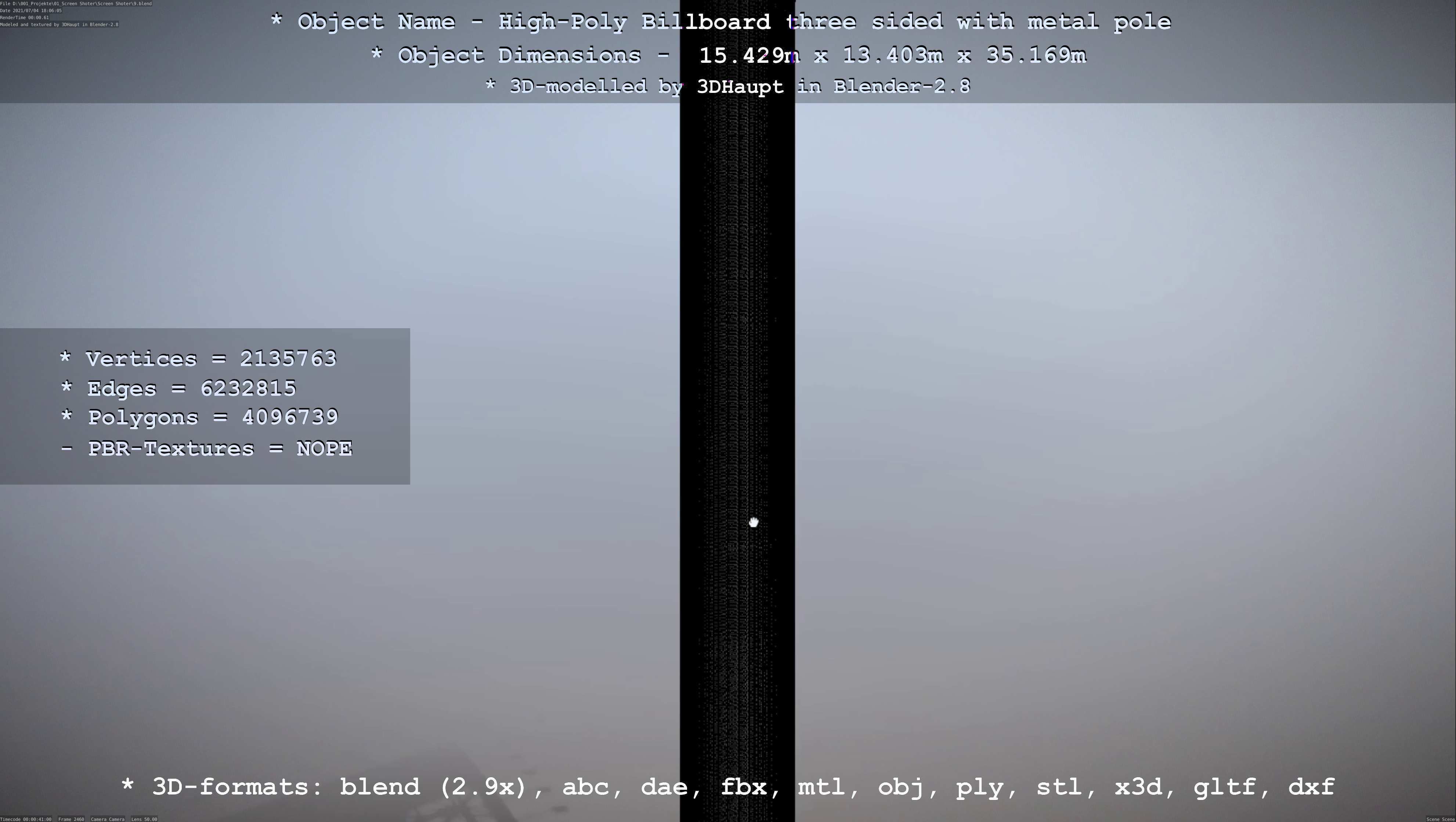 Billboard Three Sided with Metal Pole High-Poly 3D model_108