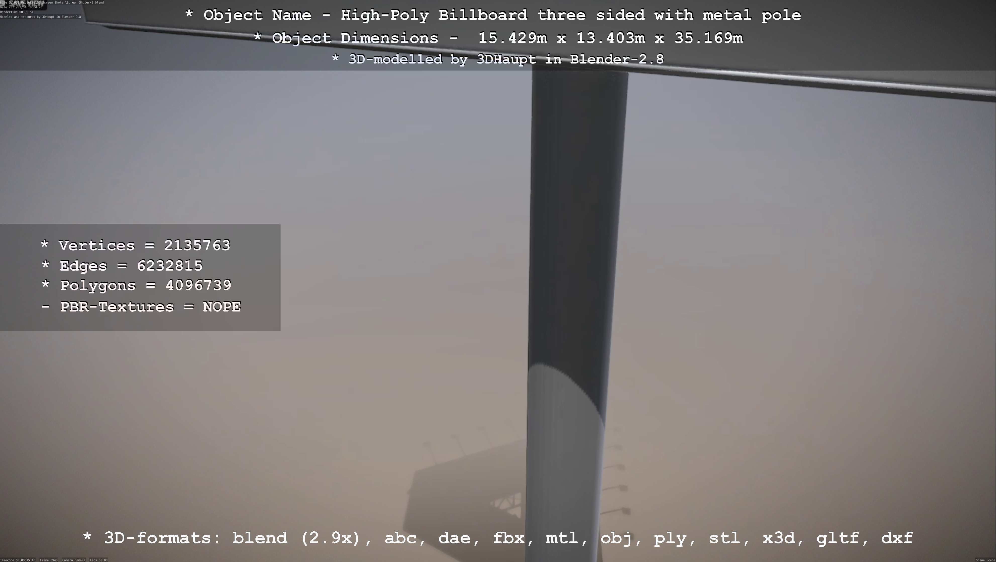 Billboard Three Sided with Metal Pole High-Poly 3D model_69