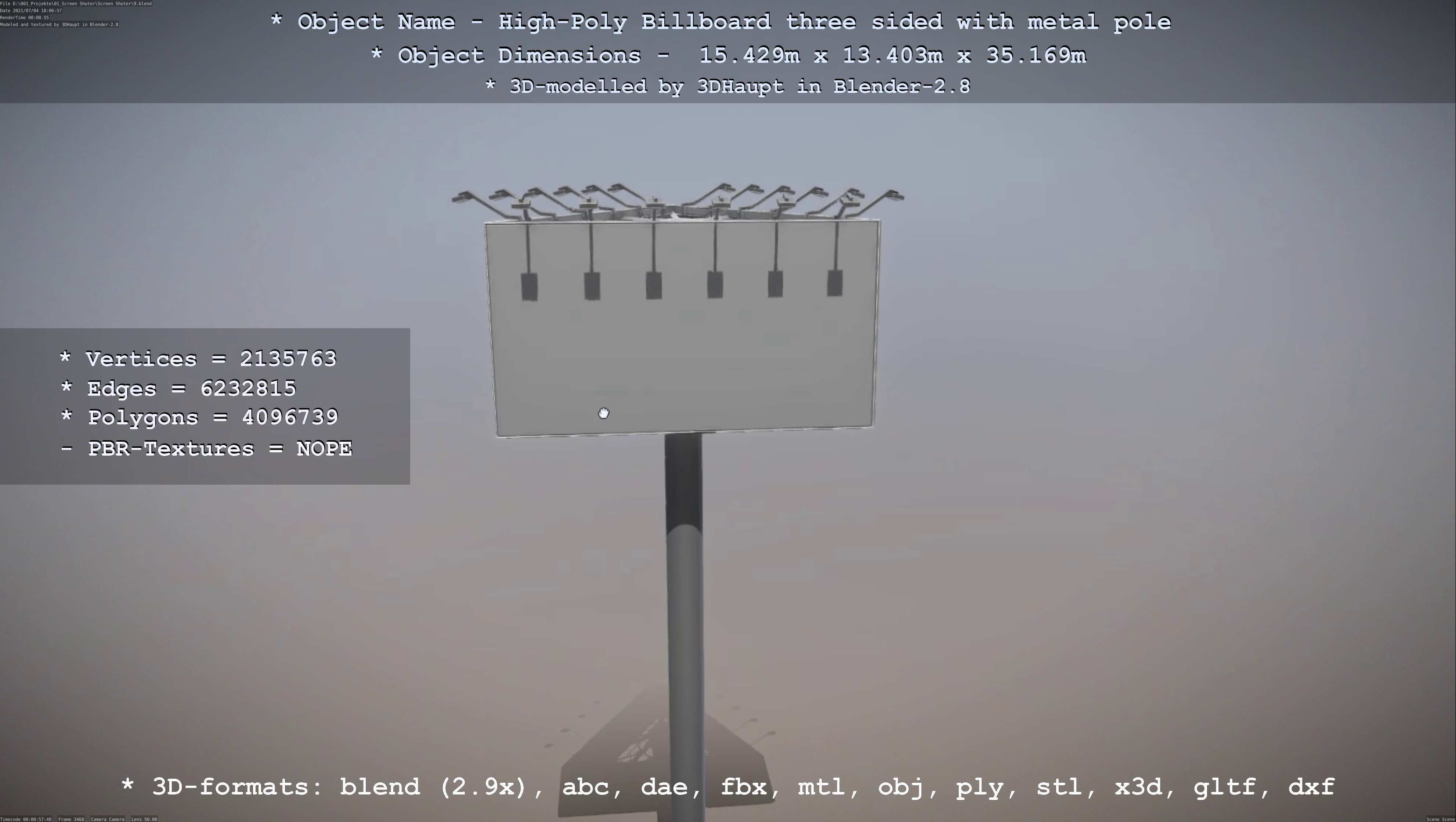 Billboard Three Sided with Metal Pole High-Poly 3D model_135