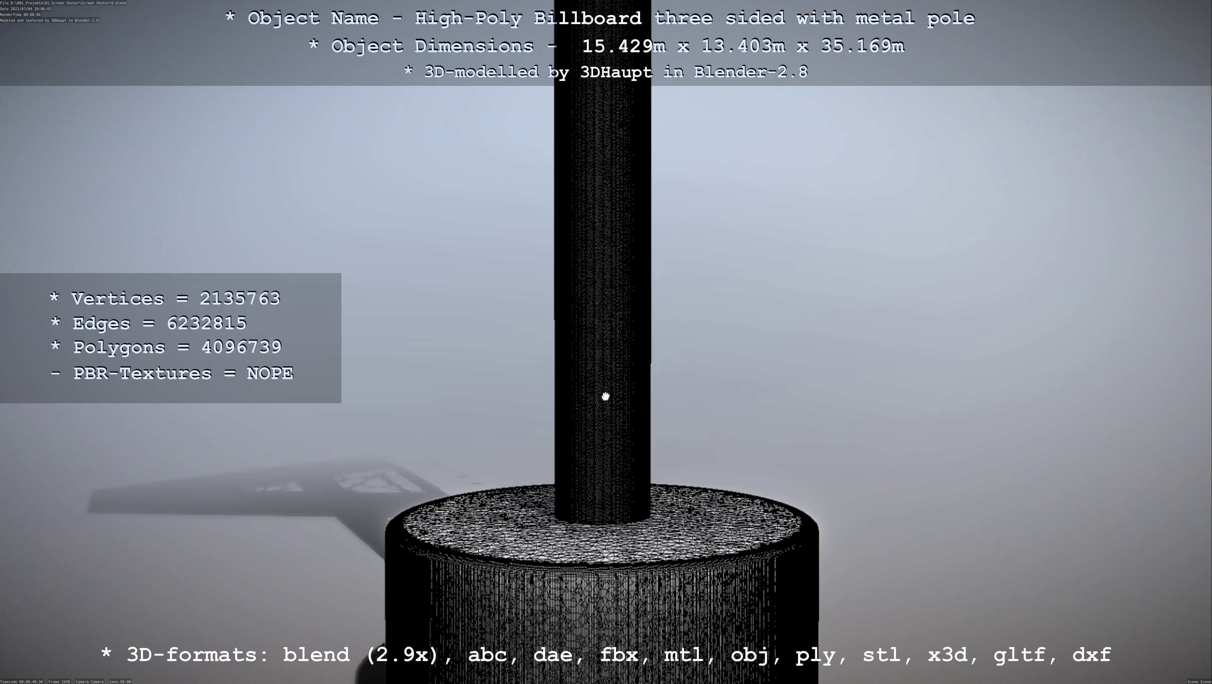 Billboard Three Sided with Metal Pole High-Poly 3D model_106