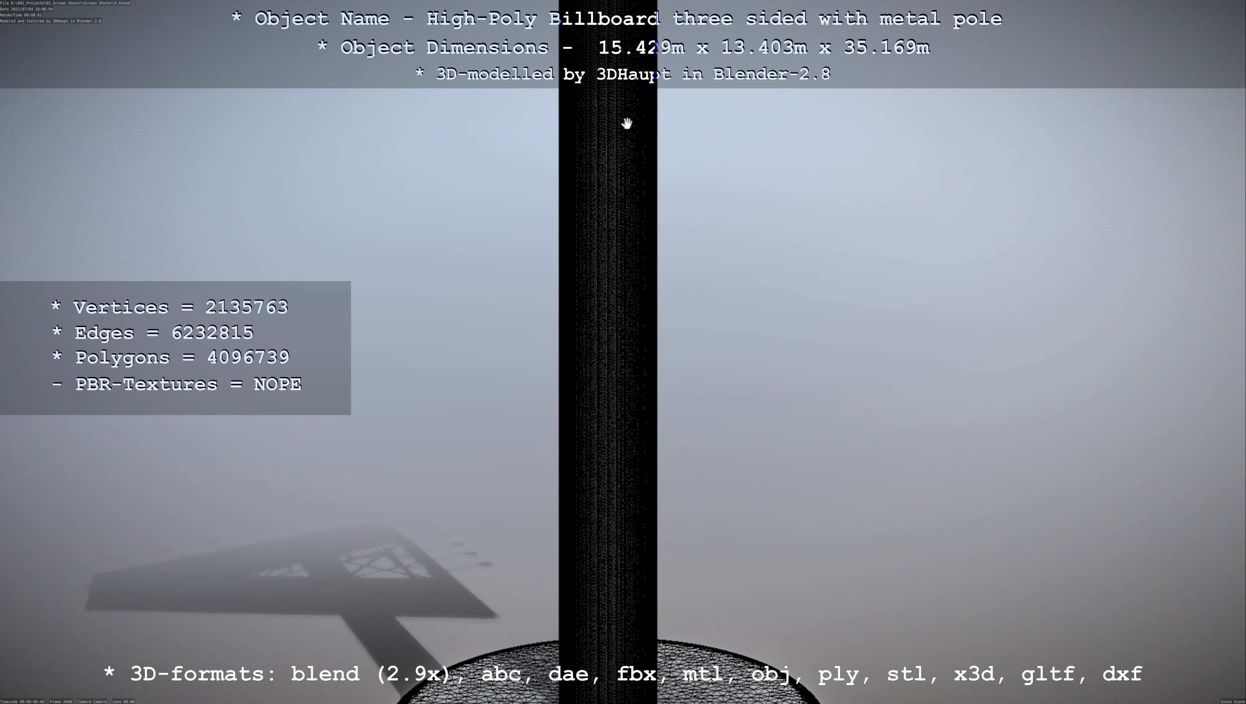 Billboard Three Sided with Metal Pole High-Poly 3D model_107